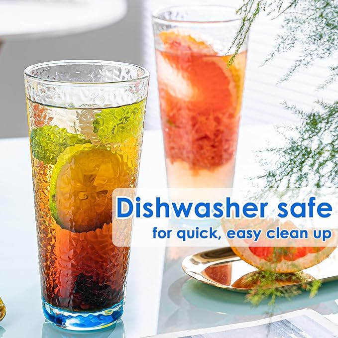 Set de 8 Vasos de Vidrio, 4 Altos 12 oz y 4 Bajos 10 oz, Azul Claro miniatura 5