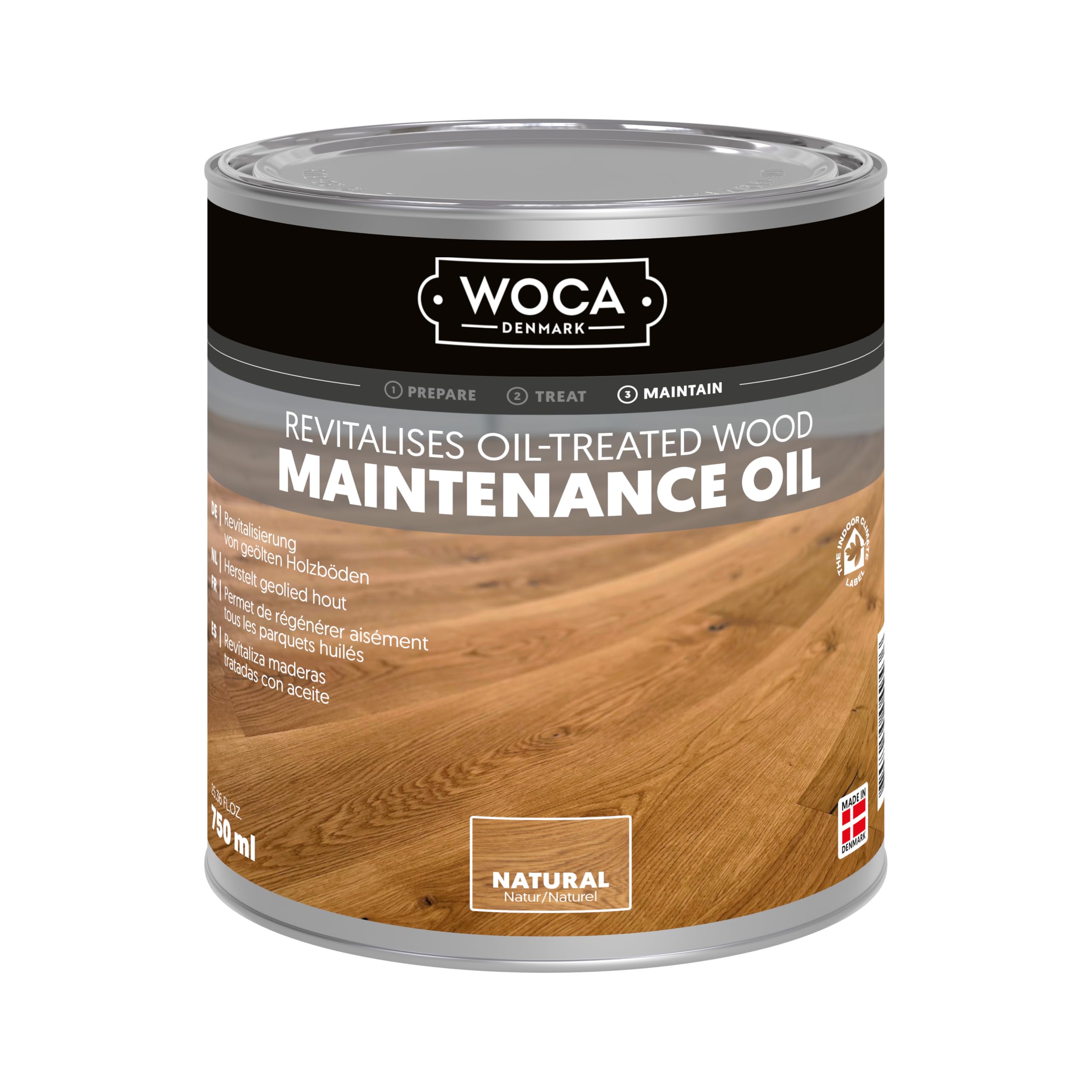 Woca Natural Maintenance Oil Wood Floor Oil For Oiled Parquet And Hardwood Floors, Revives Grain And Improves Resistance To Stains And Wear, 750 Ml
