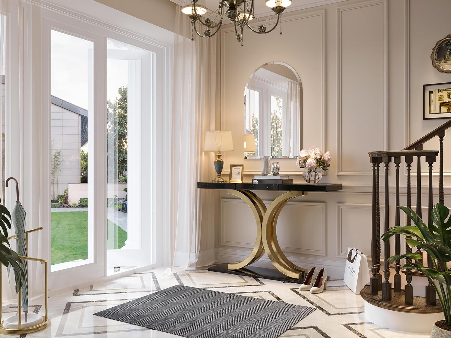 Frameless Bathroom Mirror, 24" x 36" Arched Vanity Mirror for wall Beveled, Arch Wall Mounted Bathroom Mirrors for Over Sink, Hallway, Living Room, Bedroom