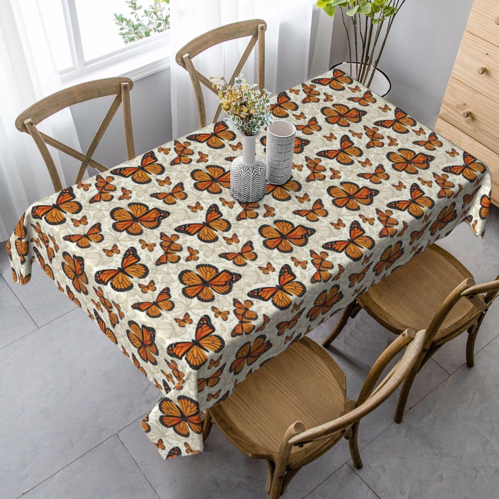 Nappe anti-taches lavable orange 137x183 pour protéger la table des enfants et des repas
