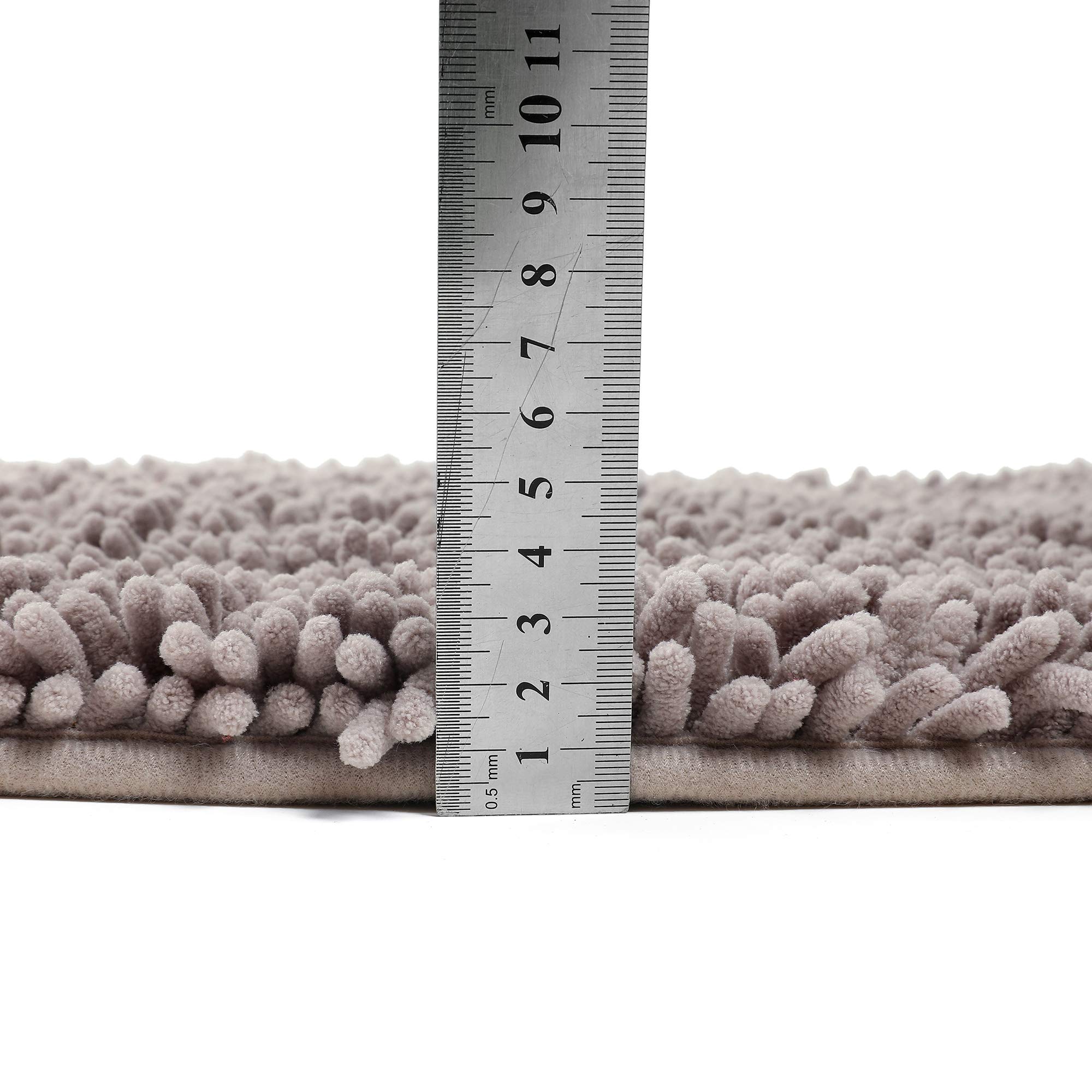 Poligono Tappeto Bagno in Microfibra, Tappeto Pelo Lungo 70x120 cm, Tappetini per WC, Morbido, Antiscivolo,Grigio scuro