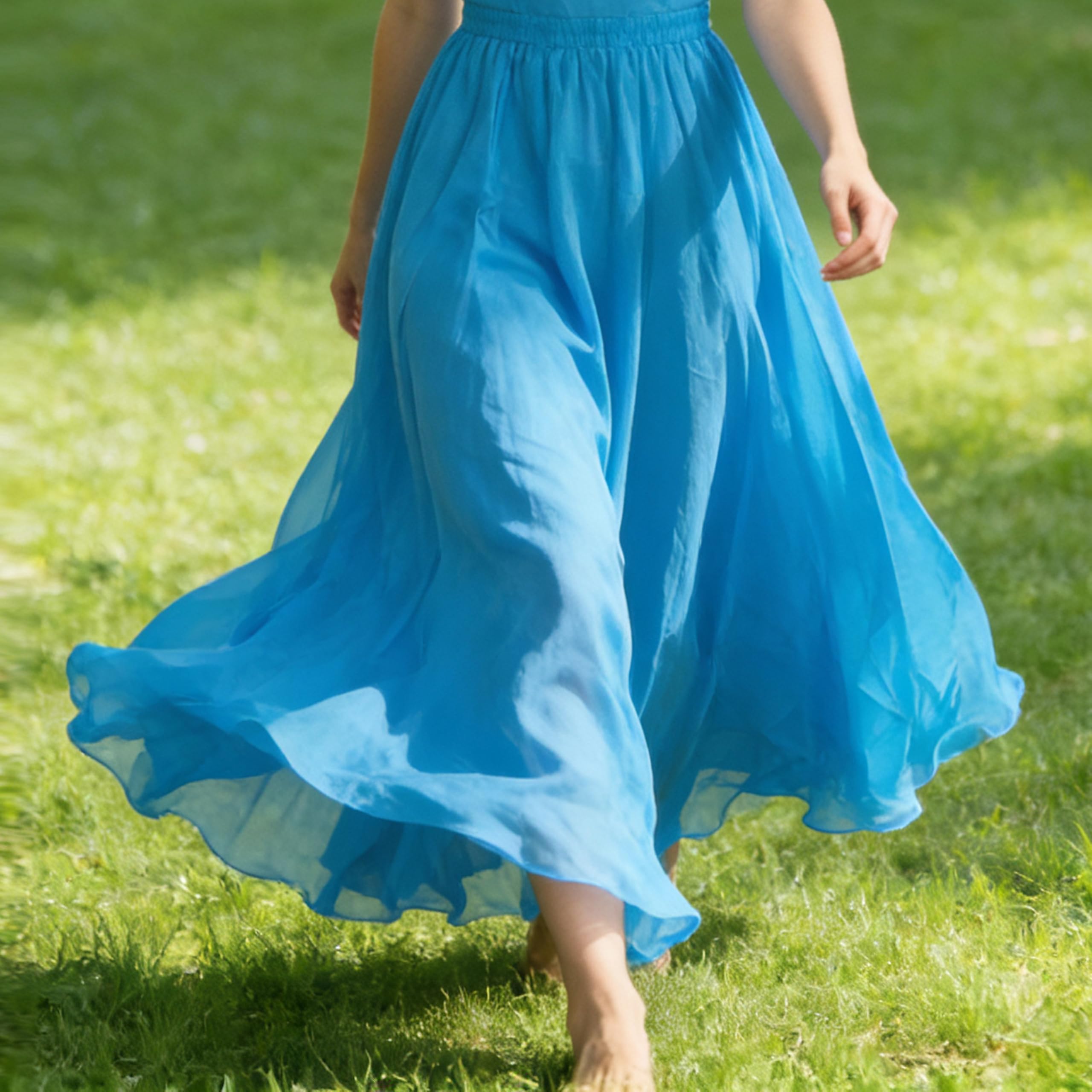 Wuchieal Gonne per danza del ventre da donna gonne lunghe in chiffon tribale, gonna da ballo di lode, gonna messicana