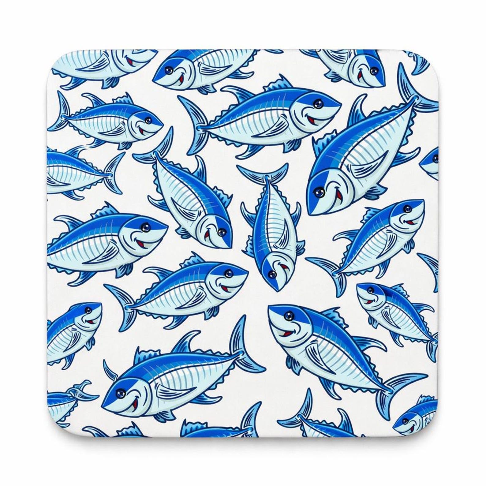 Half A Donkey Multicolor Marine Blue Tuna Coaster – Nautical Fish Design