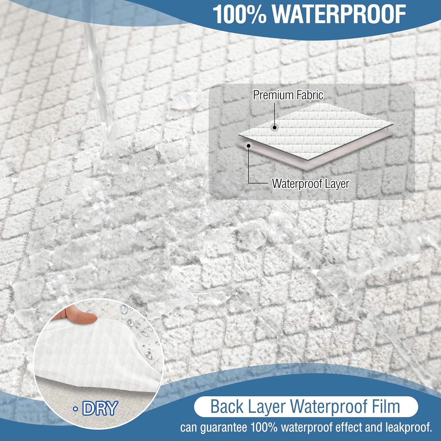 ALIECOM 100% Waterproof Sectional Recliner Couch Covers L Shape Jacquard Stretch 1-Piece Additional Reclining Sofa Cover Washable Armless Corner Seat Slipcover Protector (1 Seat, White)