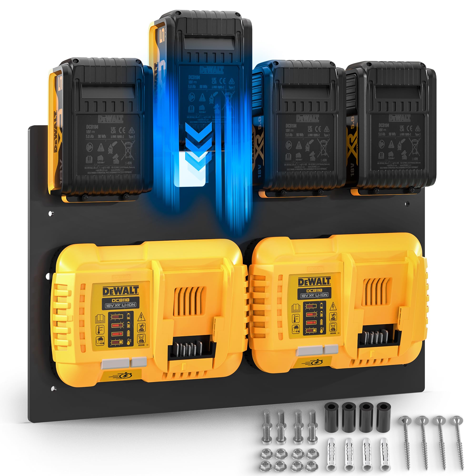 Wandfest Wandhalterung für DeWalt Akkus und Ladegeräte Made in Austria 1-4 Akkus