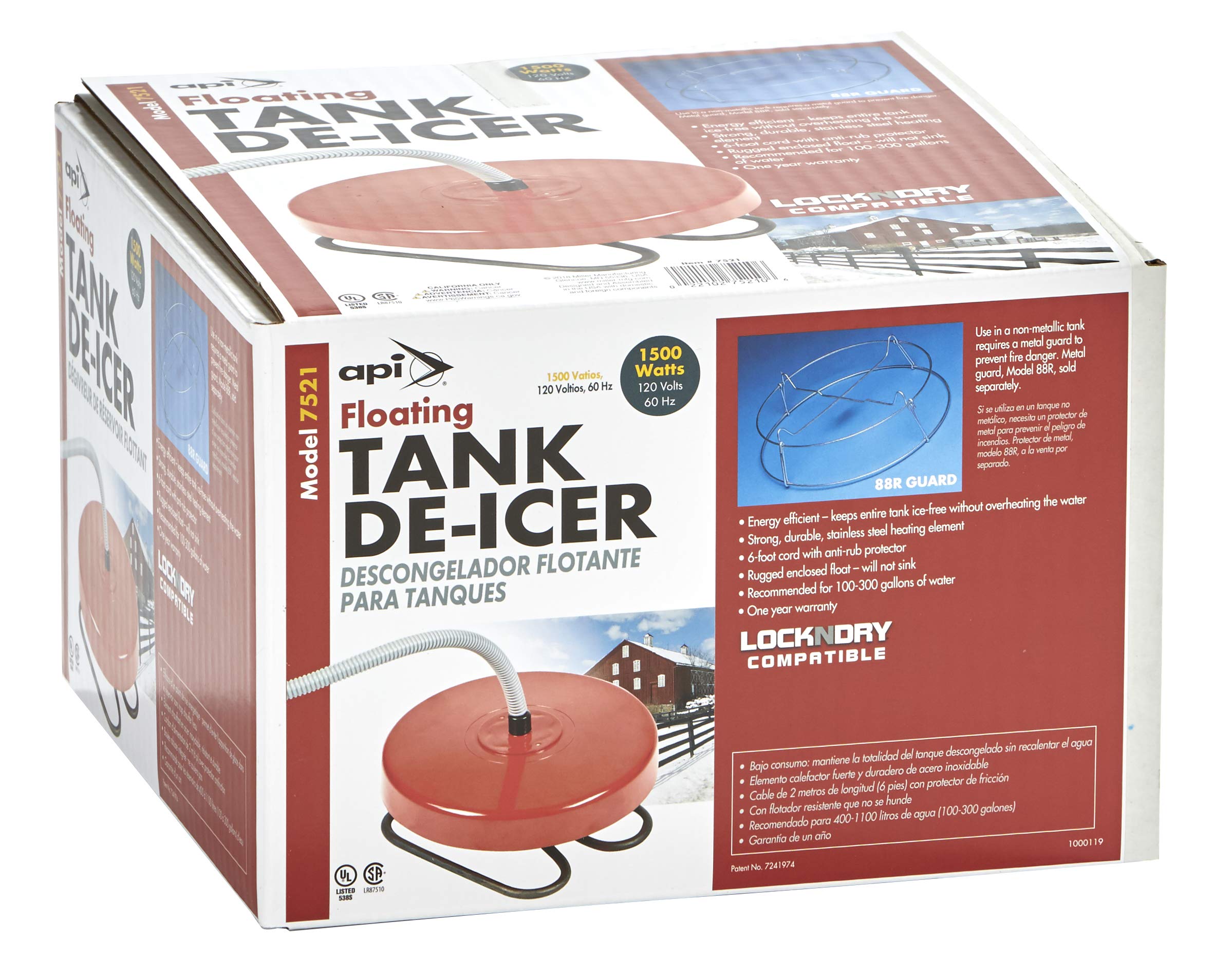 Amazon.com : API Floating Tank DeIcer, 1500 Watt (Item no. 7521) : Patio,  Lawn u0026 Garden