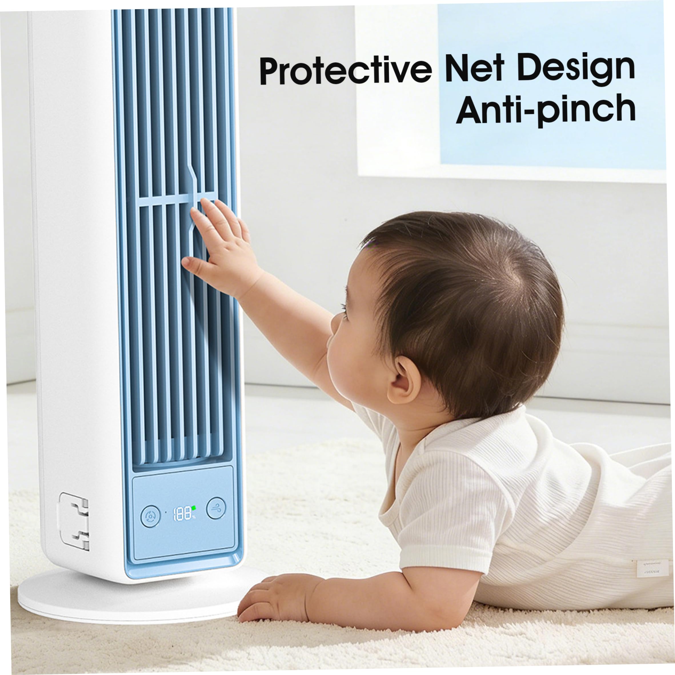 Aire acondicionado portátil pequeño: torre sin aspas con ventilador de CA de 3600 mah con control remoto, soporte/escritorio/montaje en pared 3 en 1, funcionamiento silencioso, 5 velocidades para