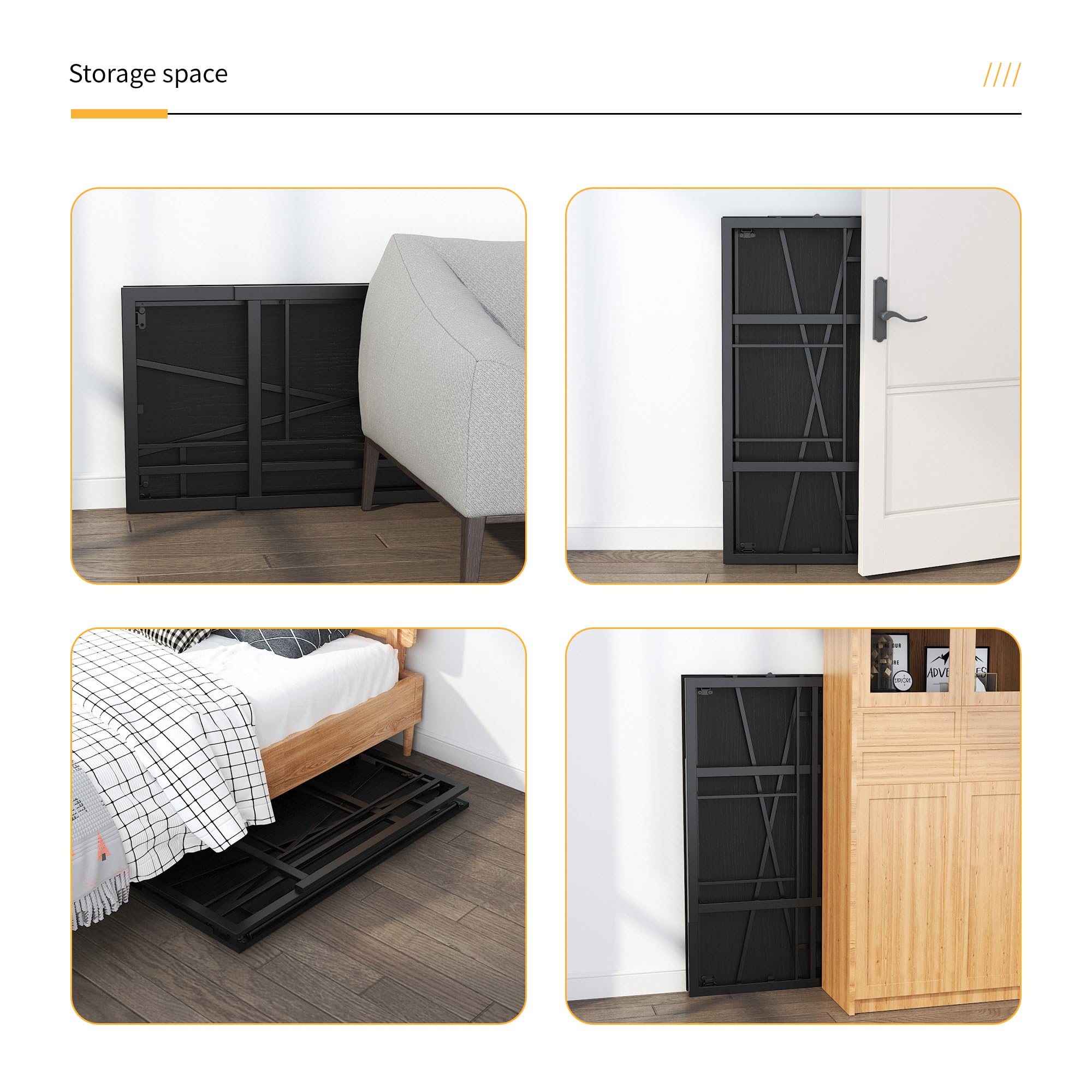 Lutown-Teen Klappschreibtisch 103 cm, Schreiben Gaming Computer Camping Schreibtisch, Keine Montage erforderlich Home Office Tisch, Schwarz