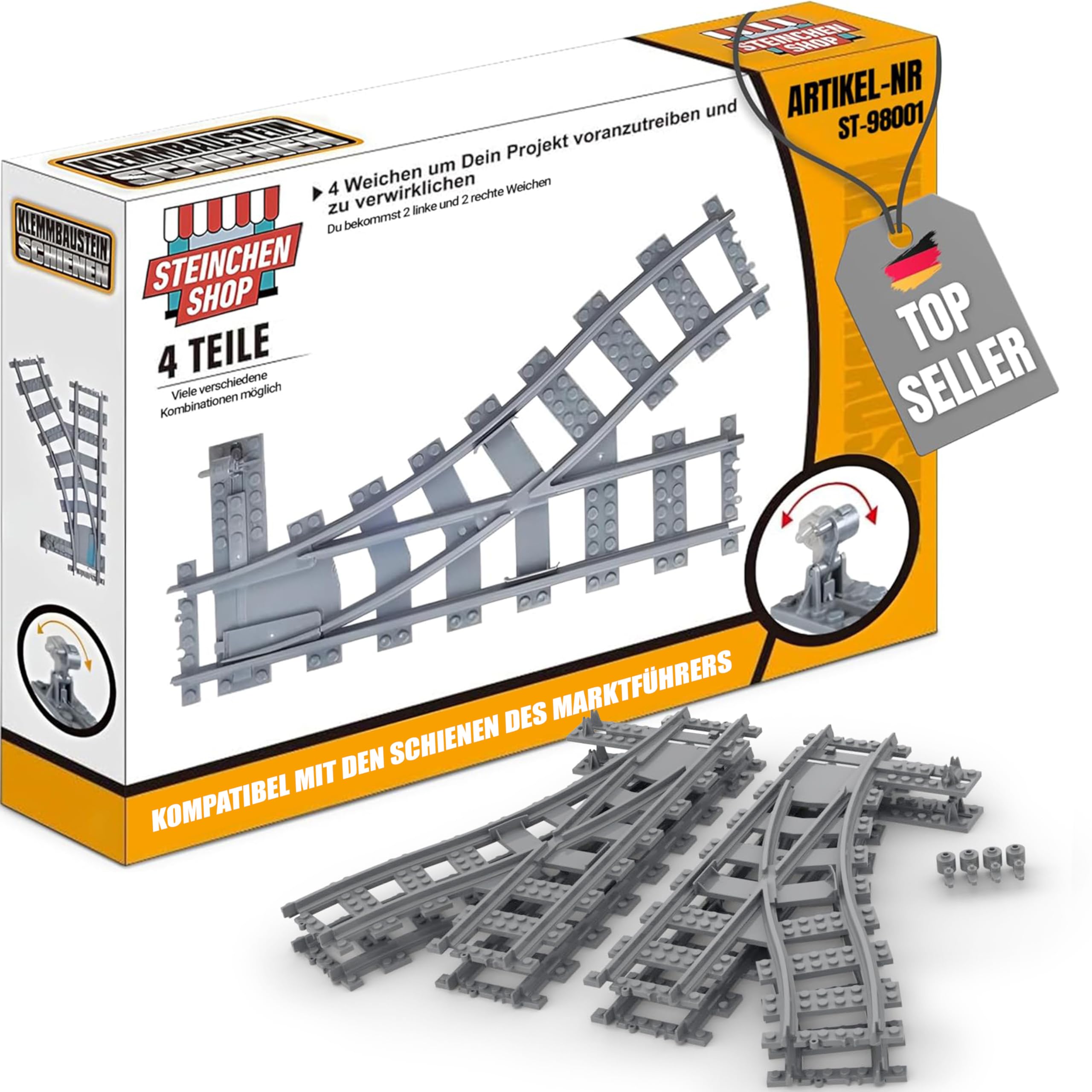 Set morbido – 4 morbidi con leva – compatibile con Lego, Q Bricks, Cobi, Mould King e molto altro ancora. – Per costruzioni di città & co. – Realizzato in ABS di alta qualità