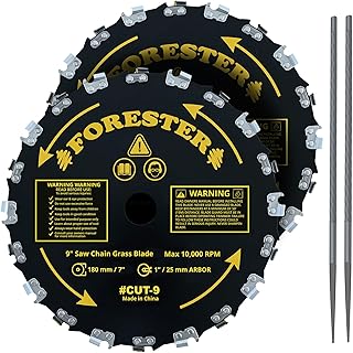 Forester 2PK Chainsaw Brush Cutter Blade + File Set - 9in x 20 Teeth | Fits Most Straight Shaft Trimmers | Conversion Kit Sold Separately