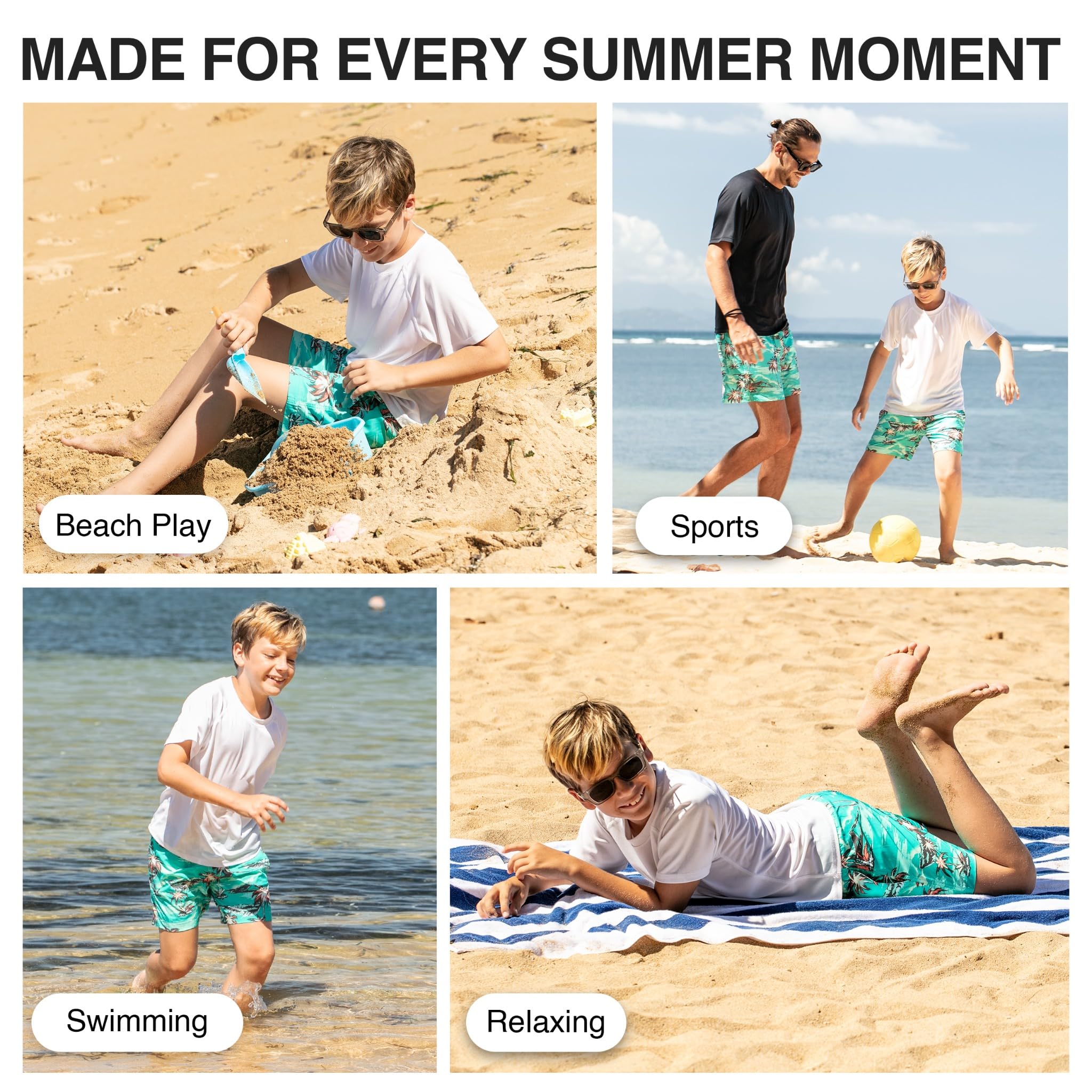 Kanu Surf Adventure Swim Trunks with Compression Liner Quick Dry Stretch Boys Swimsuit Bañador para Hombre para Niños