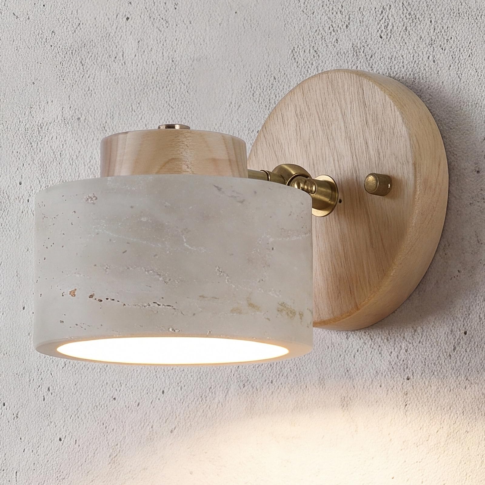 Lámpara de pared de travertino amarillo iluminación de pared estilo wabi-sabi lámparas accesorios de iluminación adecuados para dormitorio comedor cocina pasillo vestíbulo madera natural