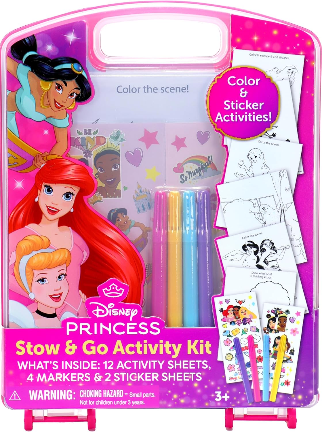 Disney Princess Stow & Go Activity Kit, 17-Piece Travel Art Set, Preschool, Kids Toys for Ages 3 Up