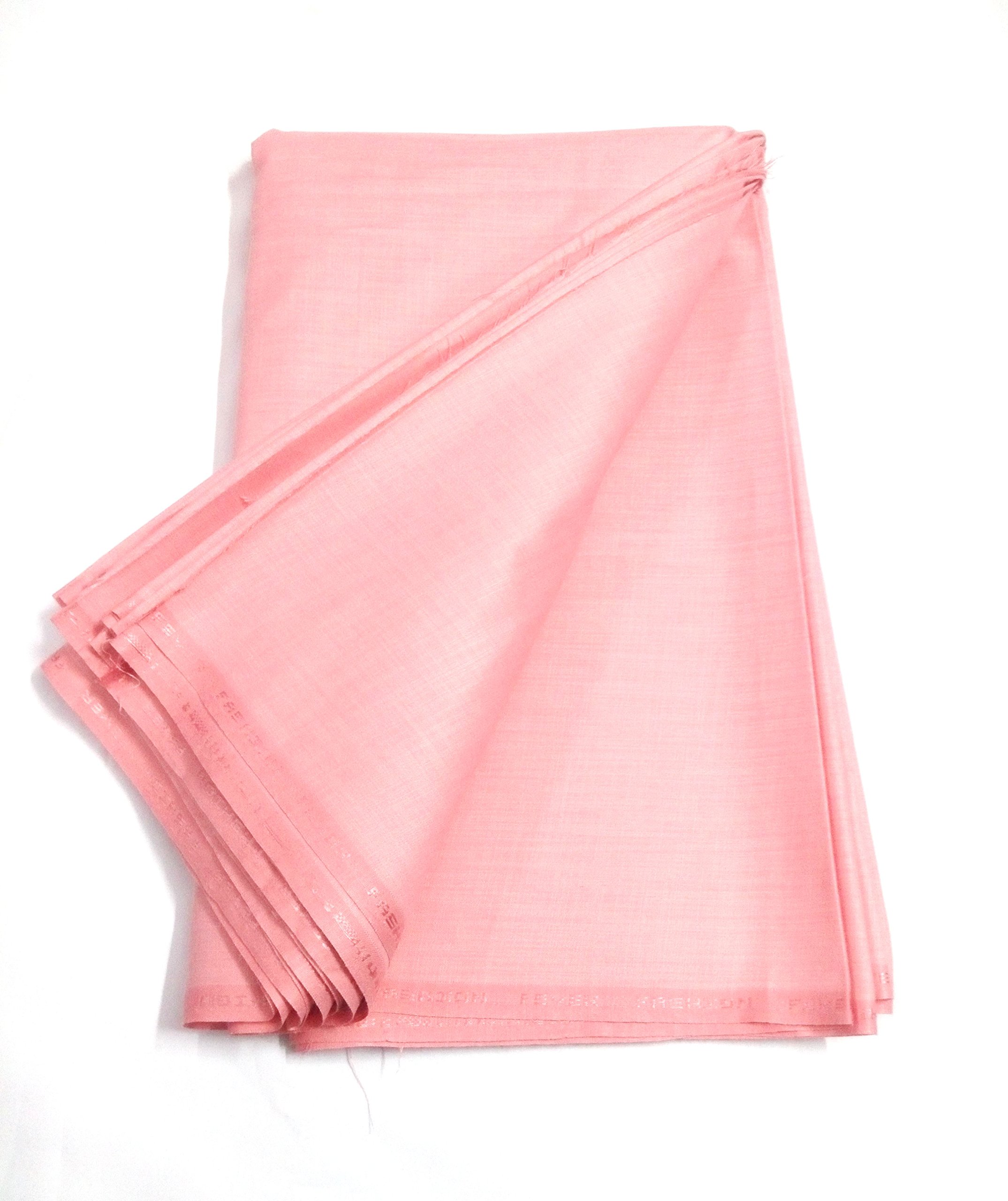 Men's cotton unstitched Kurta Pyjama fine quality plain Fabric- 5 meters(designer_ethnic_kurta_pyjama_shirt_Peach_Peach or Carrot_Free Size)