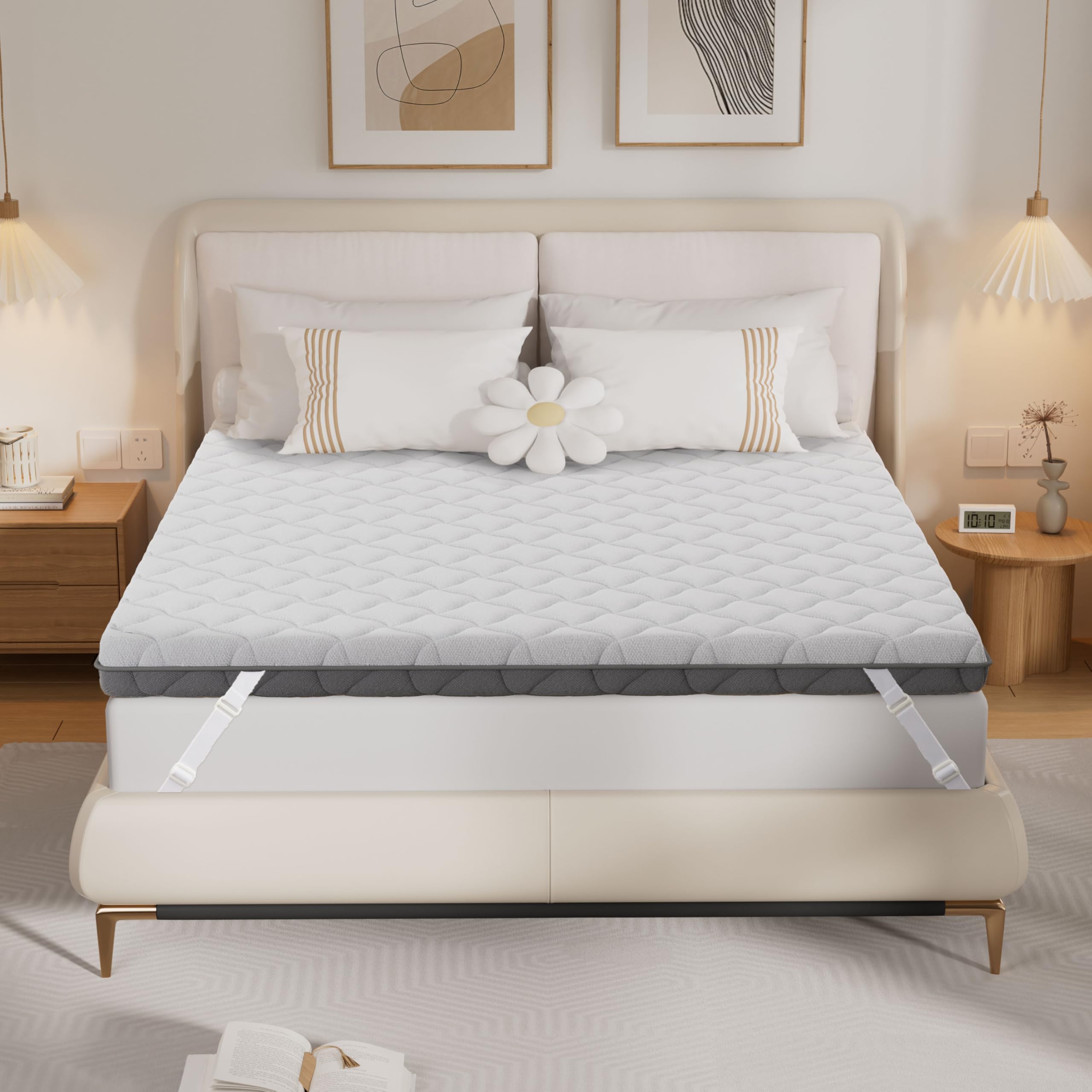 Vipbear Surmatelas 180x200 cm H2&H3, Épaisseur 8 cm, Surmatelas Double Face en Mousse Mémoire à Gel, avec Conception Antidérapante, Certifié Oeko-TEX, Tissu Doux pour La Peau