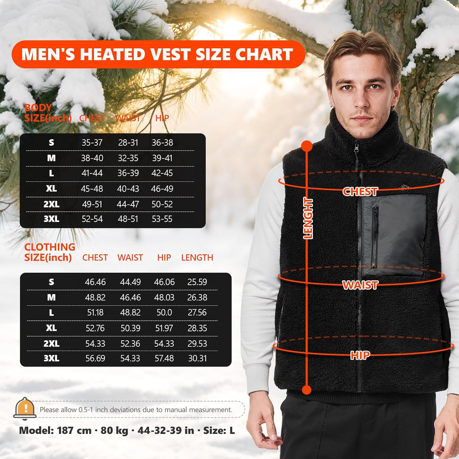 Heated Vest for Men, Soft Fleece Heated Vest with Battery Pack Included, 7.4V 16000mAh Rechargeable Electric Vest - Image 7