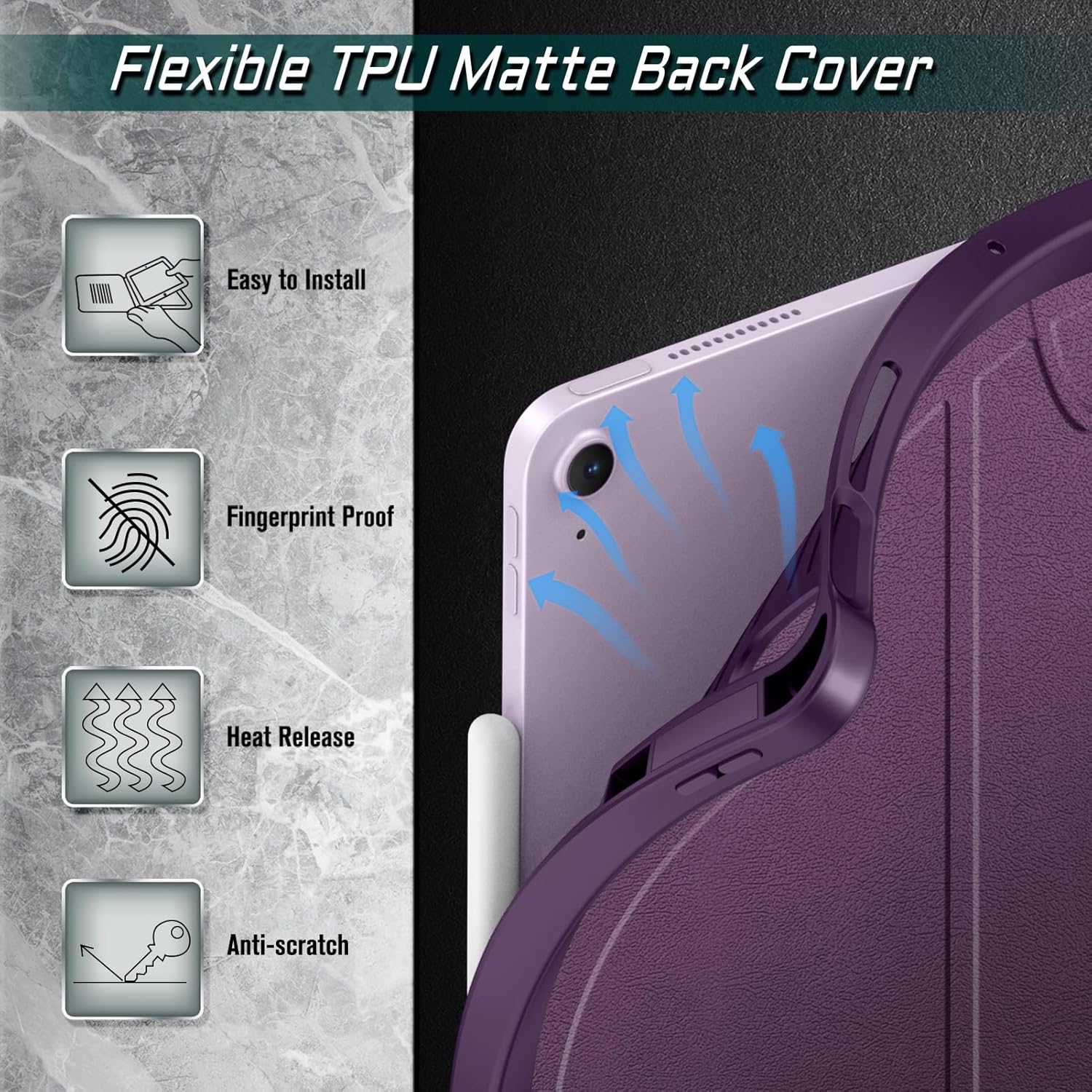 Fintie Magnetic Stand Case for iPad Air 13-inch M4/M3/M2 (2026/2025/2024) - Multiple Angles Shockproof Rugged Soft TPU Cover with Pencil Holder, Auto Sleep/Wake, Purple