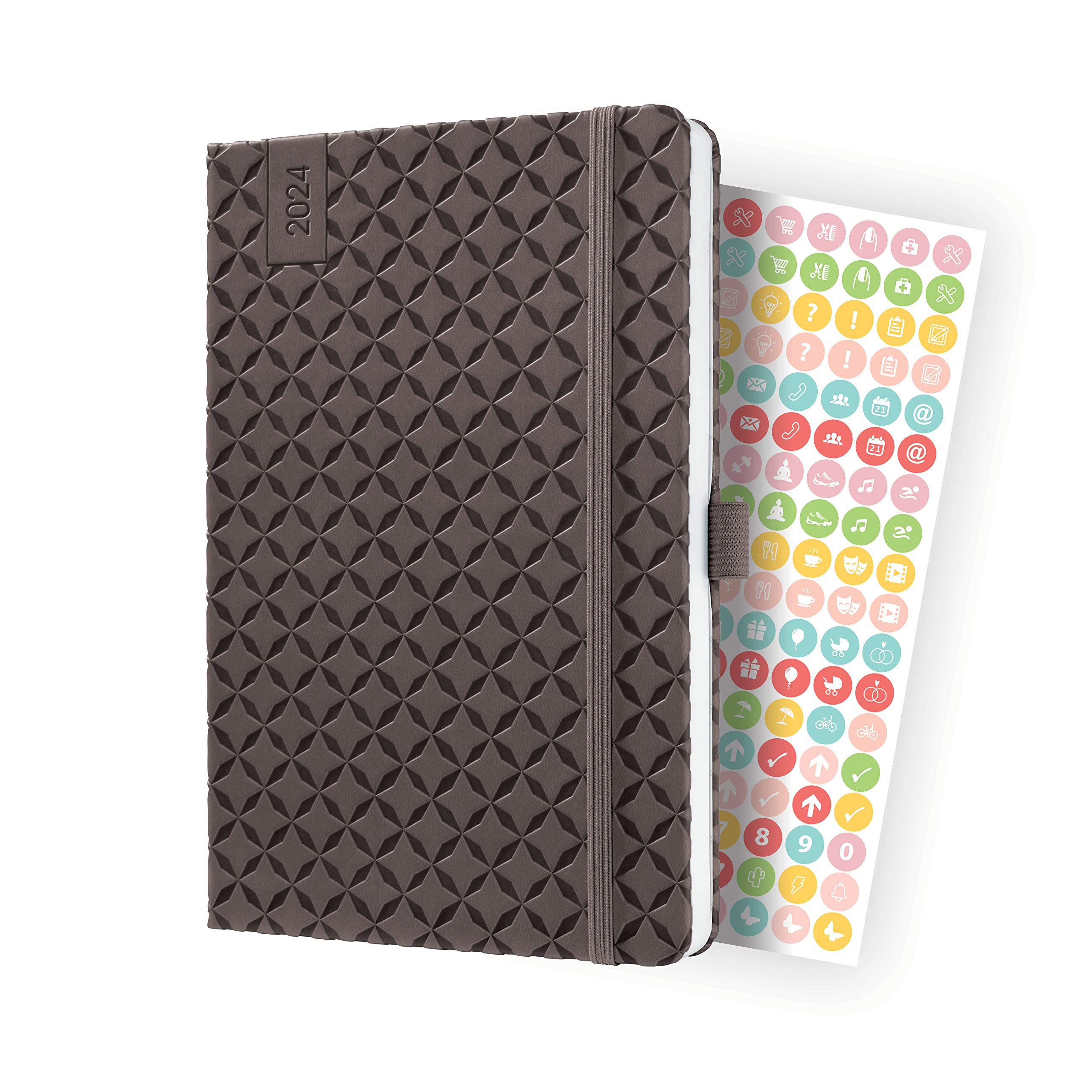 SIGEL J4123 Jolie Weekly planner 2024, hardcover, 13,5 x 20,3 cm, 174 pages, brown