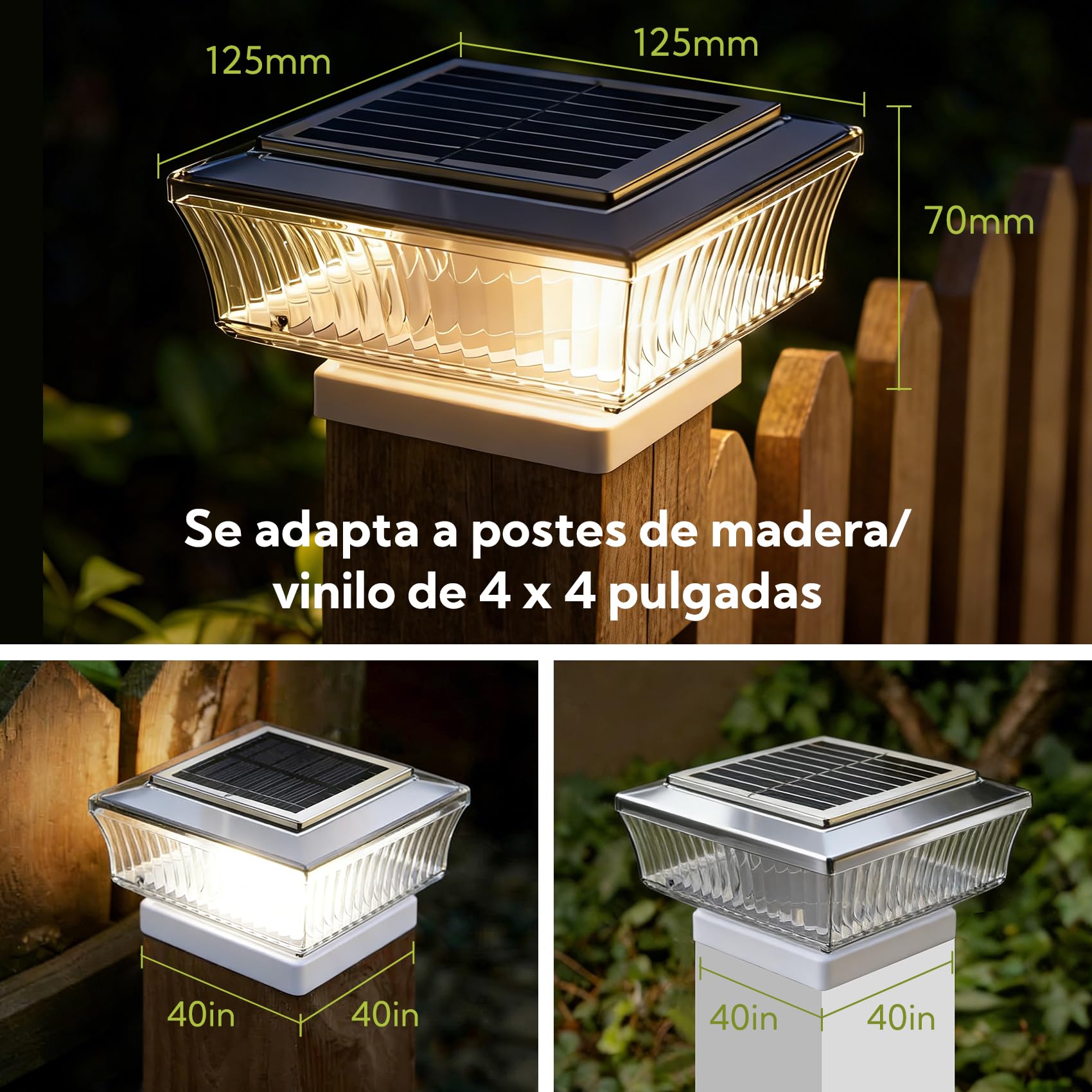 Pack de 4 Luces Solares Exterior para Escaleras, Lámpara LED con Carcasa Blanca Transparente para Peldaños, Vallas y Terrazas, Iluminación Impermeable de Alta Transmitancia, Blanco Cálido