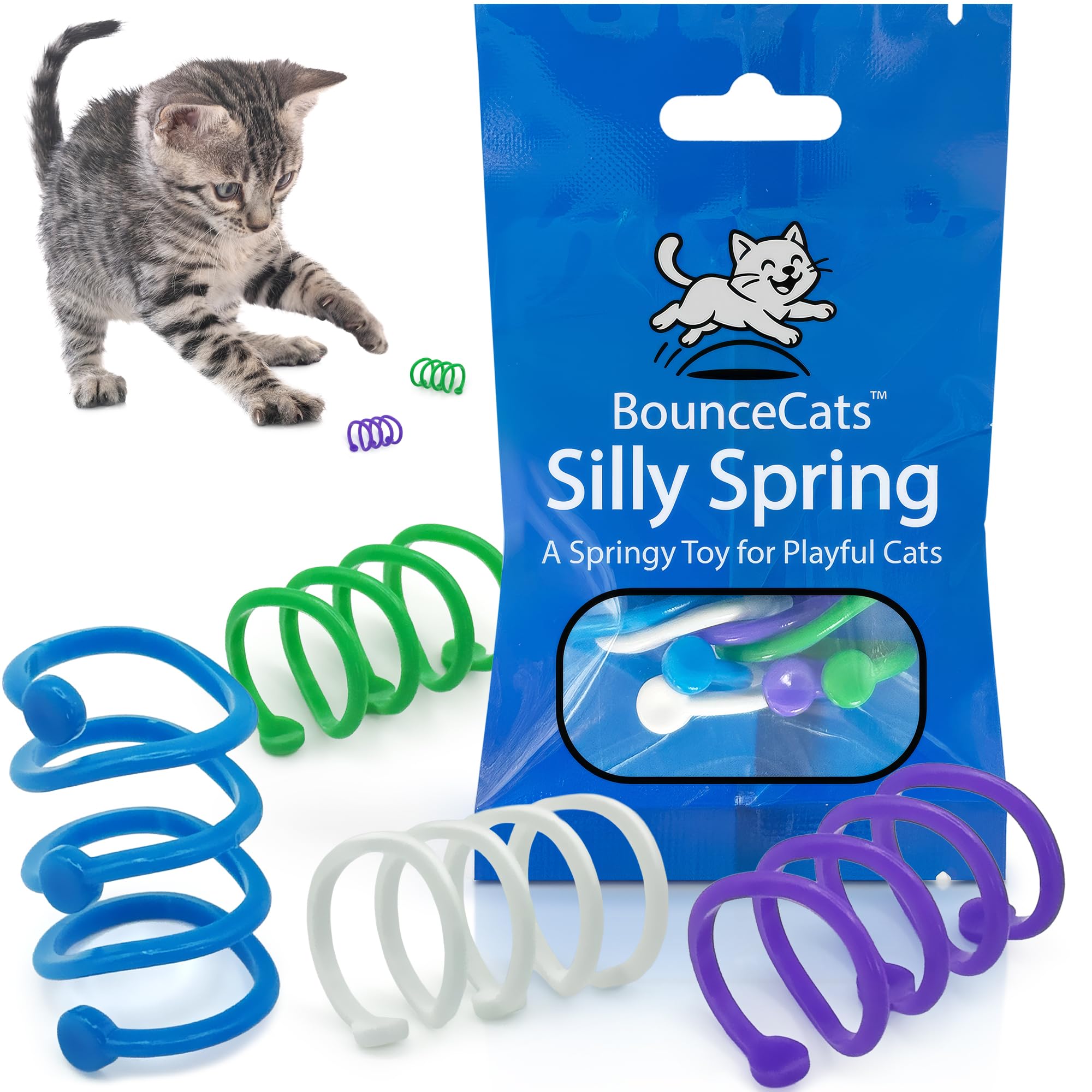 4 Pack Cat Spring Toys for Indoor Cats and Kittens, Made in USA