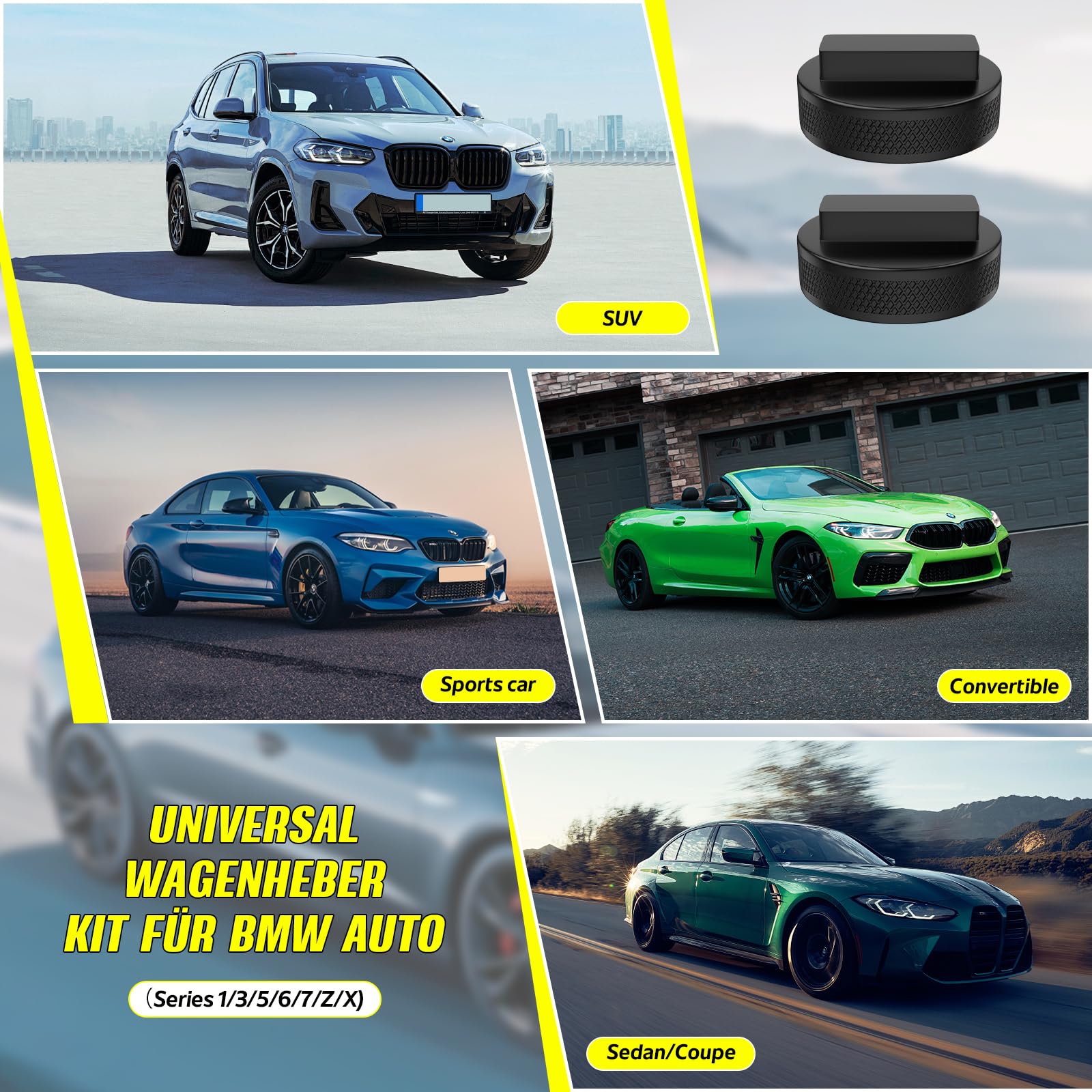 IMAYCC 3T Cric Auto in Acciaio Robuste Per BMW Auto | 2 Tampone In Gomma,Cric a Forbice Anti-graffio Kit Emergenza Auto Per BMW-SUV MPV Sostituzione degli Pneumatici