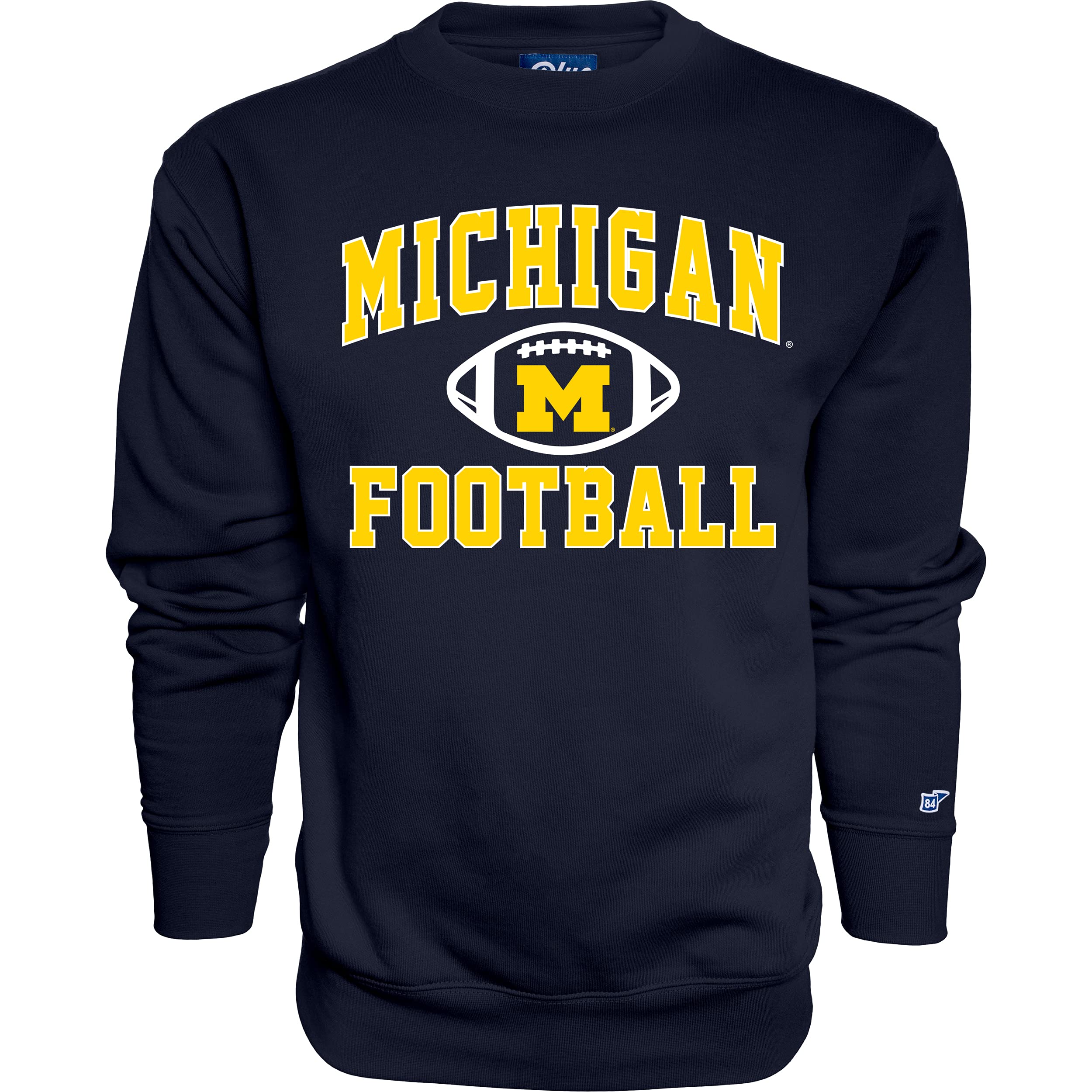 Blue 84 Men's Crewneck Sweatshirt Team Color Football, Michigan Wolverines Navy, XL