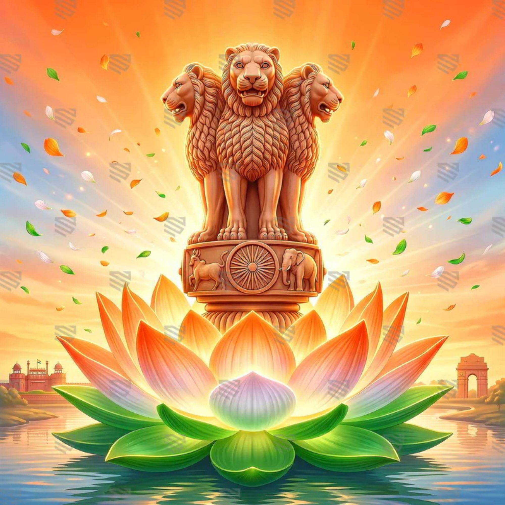 Bharat Shakti Prateek National Pride Photography Backdrop 5 x 5 Ft | Independence Day Theme Photo Booth Background for School, Stage Decoration, Cultural Events & Studio Photography-image-2