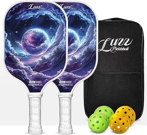 Miniatura 12 de LUZZ Pickle Juego de 2 palas de bola de fibra de carbono T700, superficie arenada con núcleo de panal para principiantes, mayor control de Conjunto