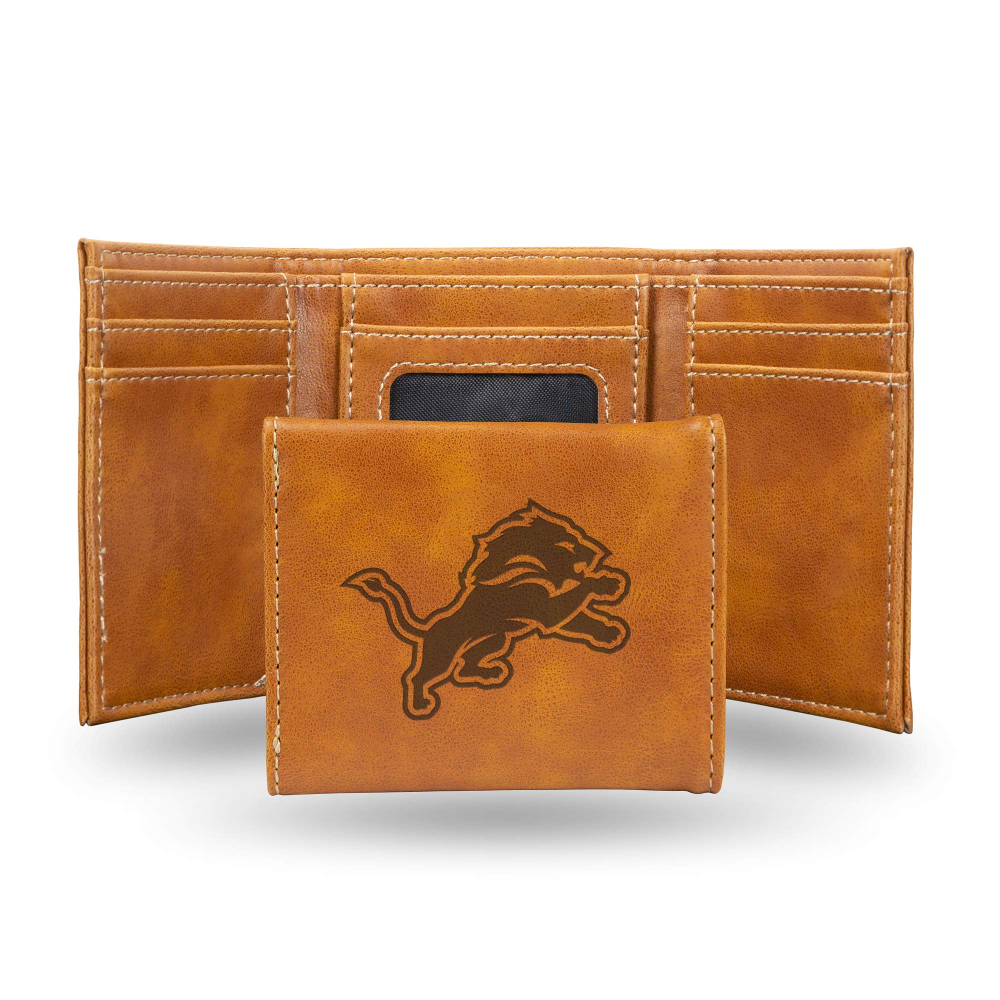 Rico Industries NFL Laser Engraved Trifold Wallet, Detroit Lions