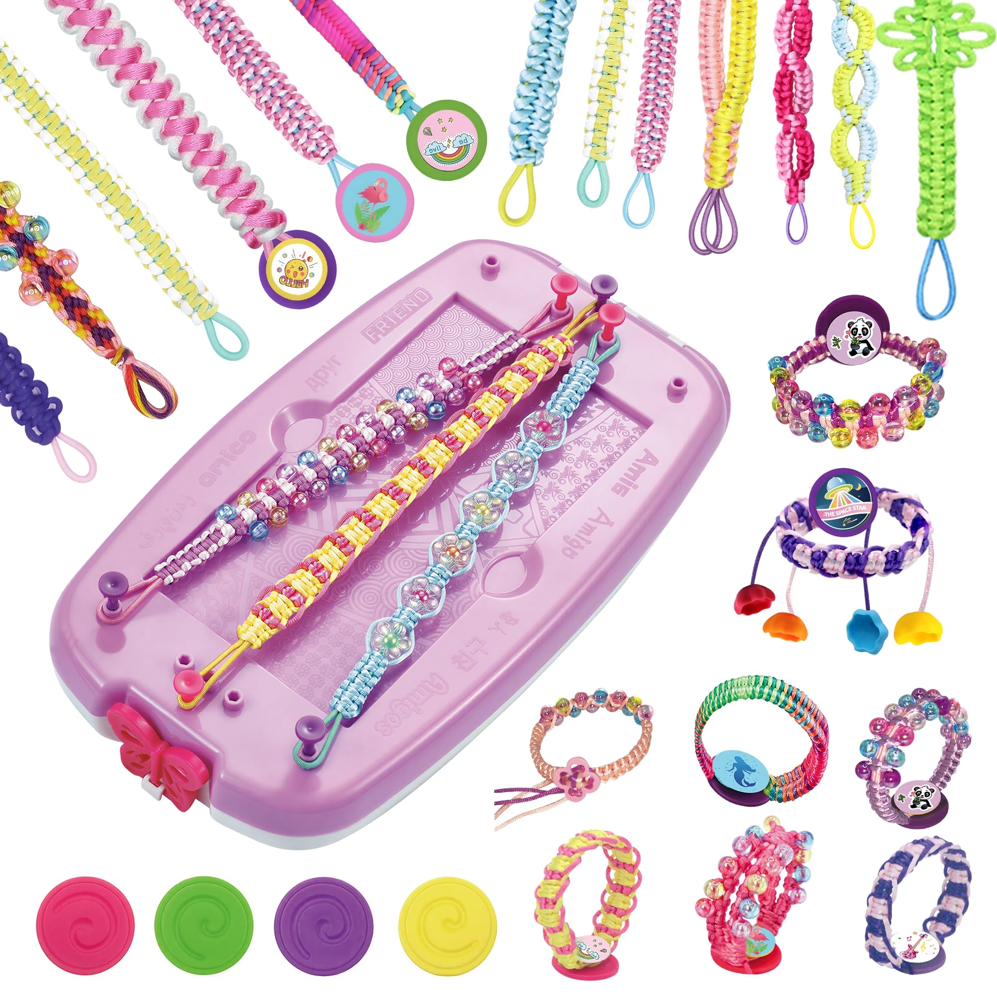 Kimsky Pulseras de la amistad para hacer tú mismo, pulseras para niños, pulseras de la amistad, juego de manualidades, pulseras de anudación, adecuadas para niñas de 6 a 12 años, manualidades para