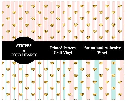 Paquete de vinilo permanente con patrón de corazón de oro rosa paquete de vinilo adhesivo para el día de San Valentín hojas de 12 x 12 pulgadas