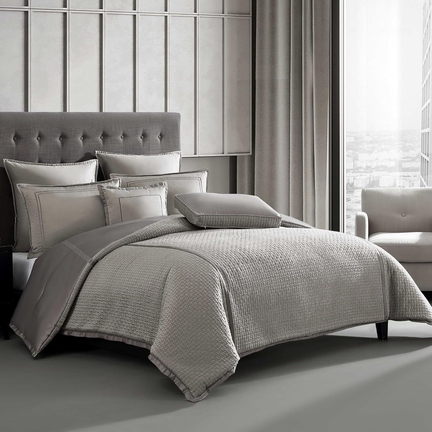 Riverbrook Home Kendall Comforter Set, King, Silver/Gray, 8 Piece Set