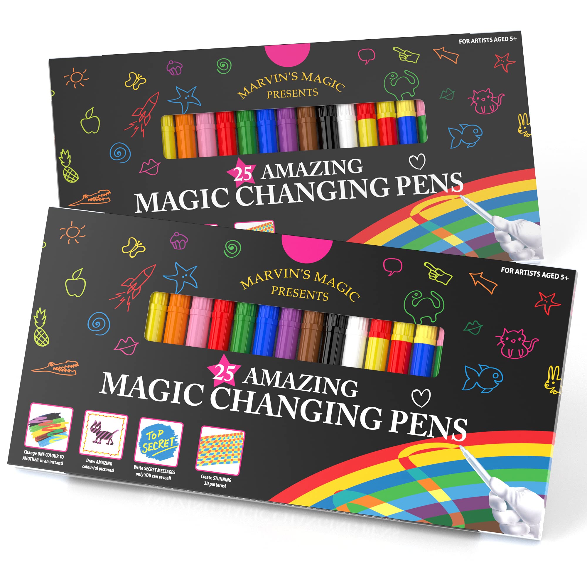 Marvin's Magic - 50 Amazing Magic Marker Pens - Colour Changing 3D Pens For Kids - Create 3D Art Pens - Markers for Kids with No Mess and No Fuss - Perfect Arts and Craft Kit