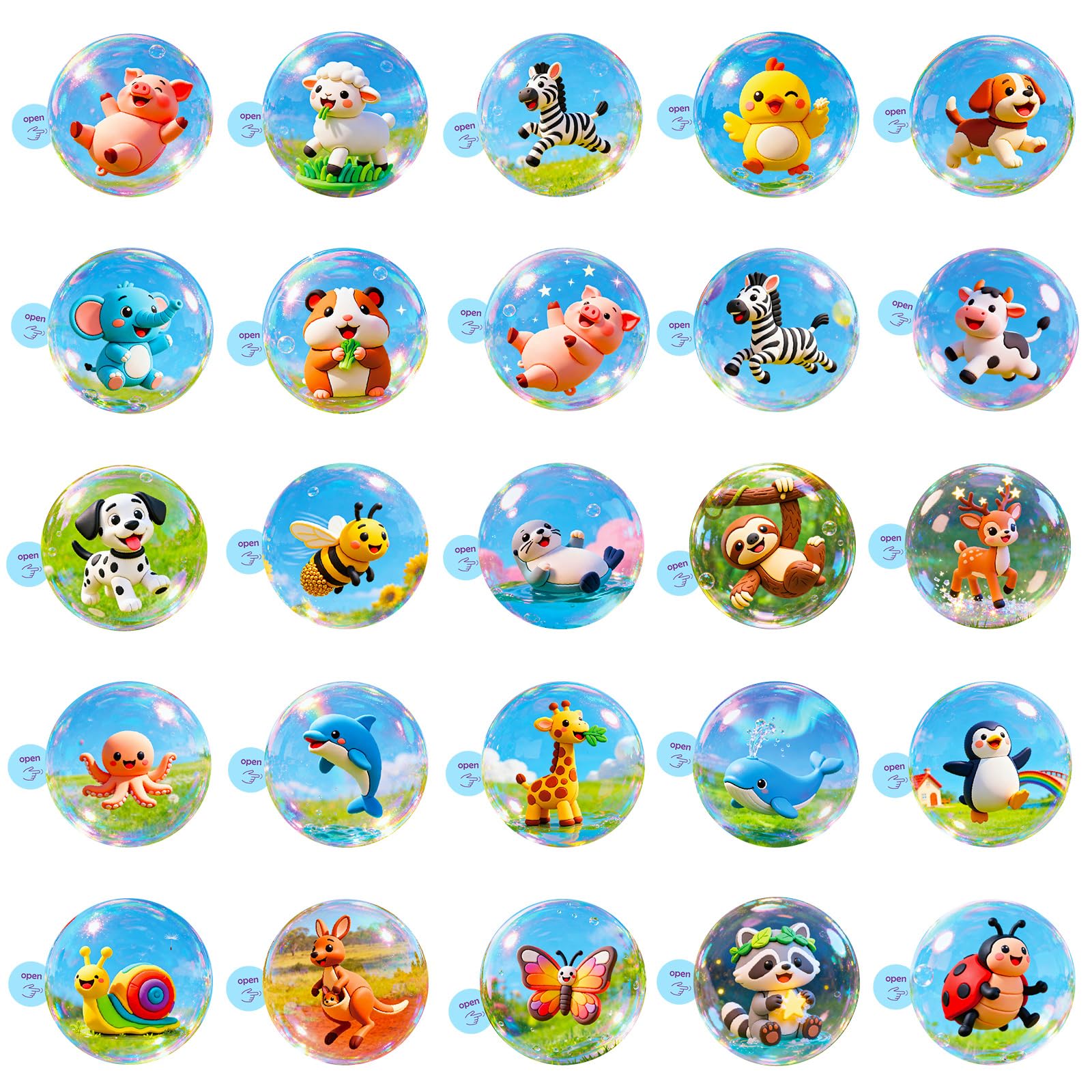Anboor Stickers for Water Bottles, 50PCS Waterproof Vinyl Cute 3D Animal Sticker for Laptop Luggage Skateboard Teens Adults - 2