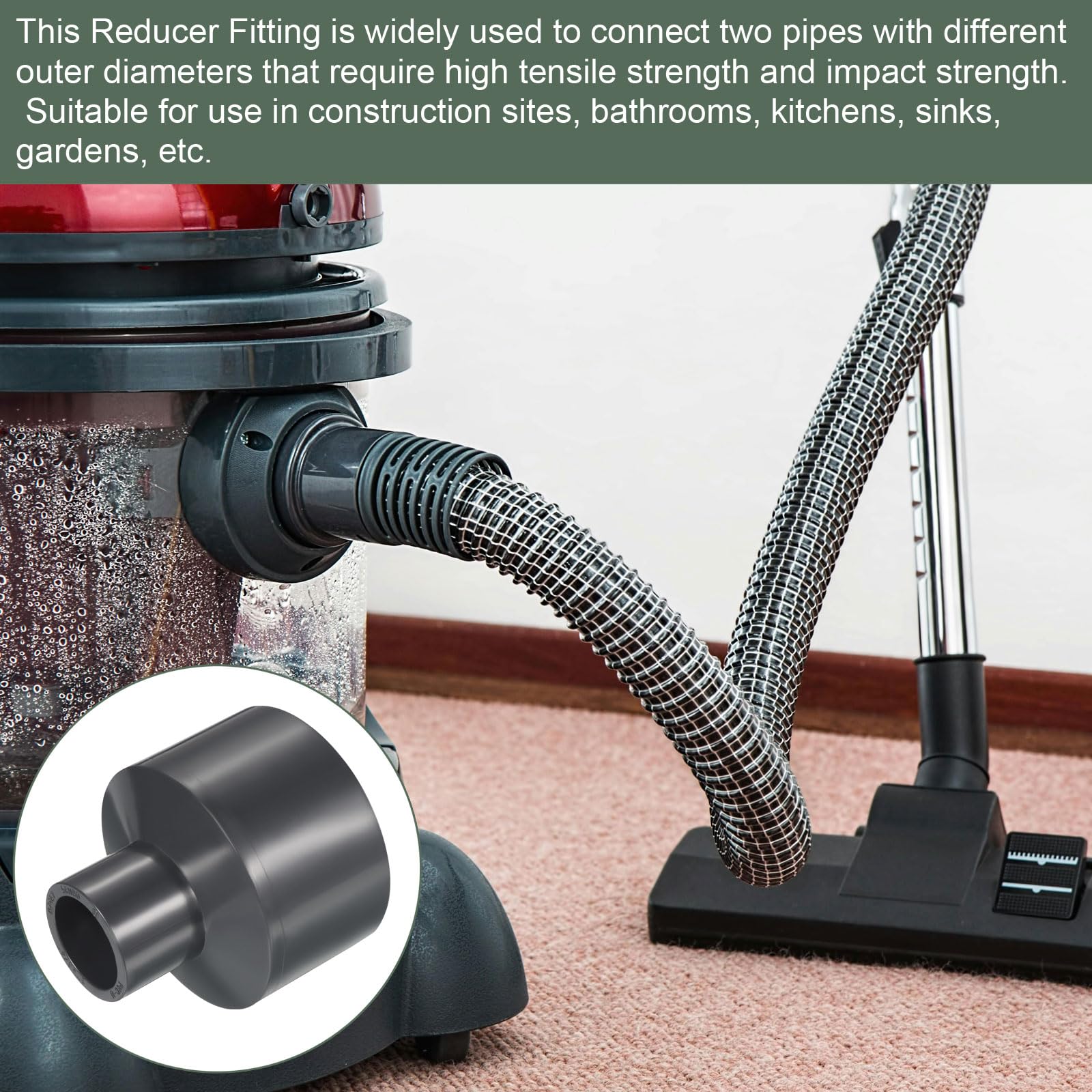 YOKIVE 3 Pcs UPVC Reducer Fitting, Straight Adapter Connector Connect Pipe Socket Schedule 80, Great for Bathroom Kitchen - Image 3