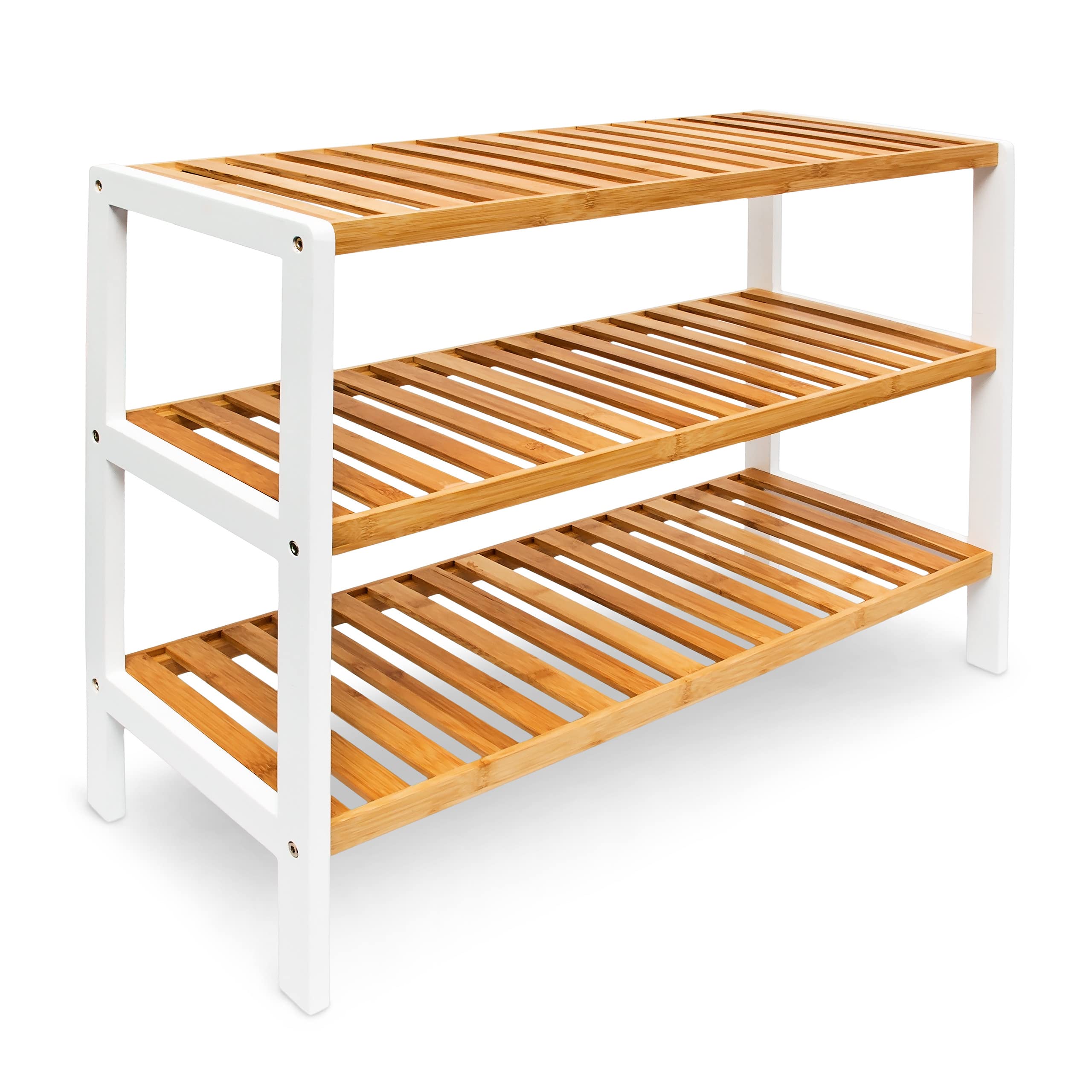 Relaxdays 10017705 Étagère à Chaussures en bambou HxlxP : 54,5 x 70 x 24,5 cm meuble à chaussures 3 étages pour 12 paires range-