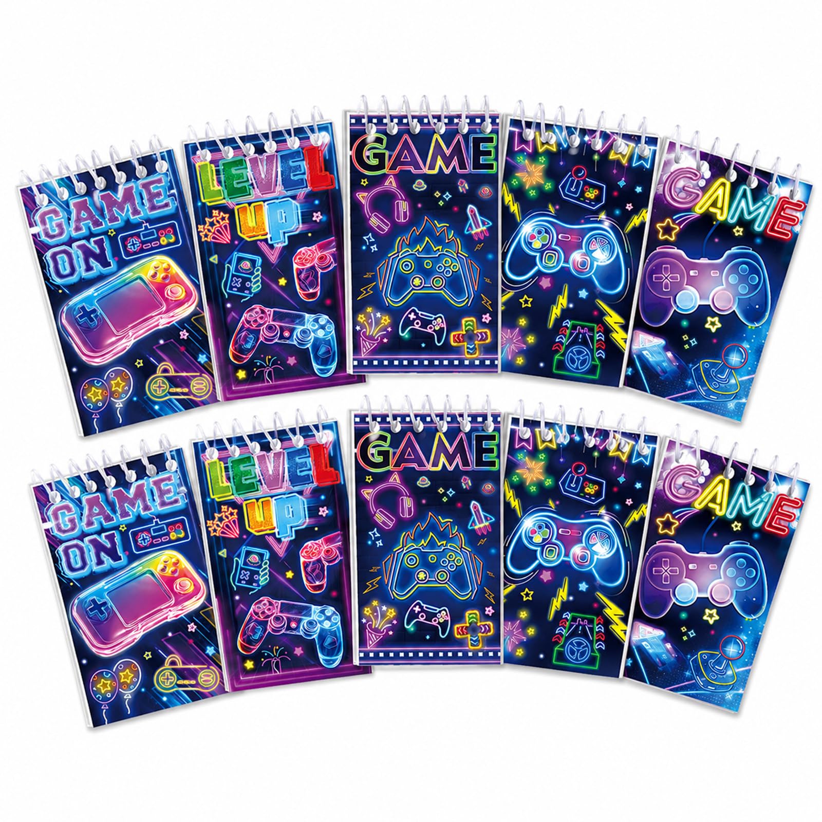 10Pcs Mini Notebooks for Party Bags, Colorful Game Theme Pocket Notebook for Kids Boys Girls, Video Game Controller Small Spiral Notebook for Party Bag Fillers Rewards Gifts School Stationery Supplies