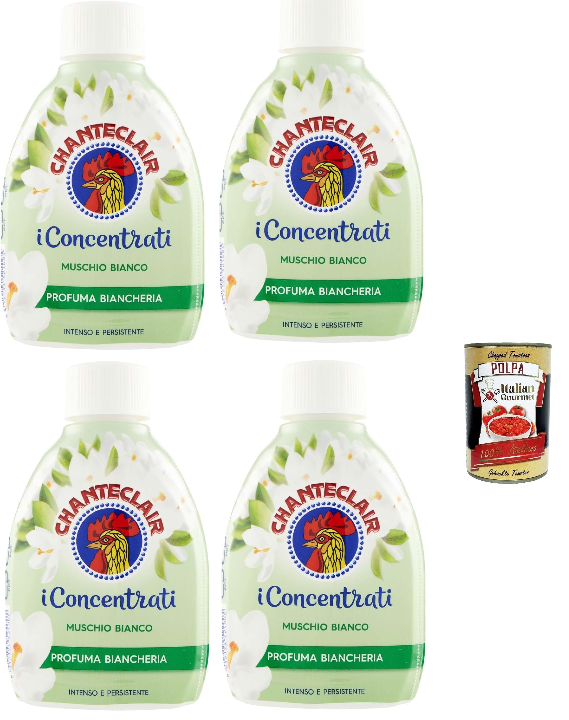 Chanteclair, I Concentrati, Profuma biancheria,muschio bianco, Duft Leinen, Weißer Moschus 4x 220 ml & Italian Gourmet polpa 400g