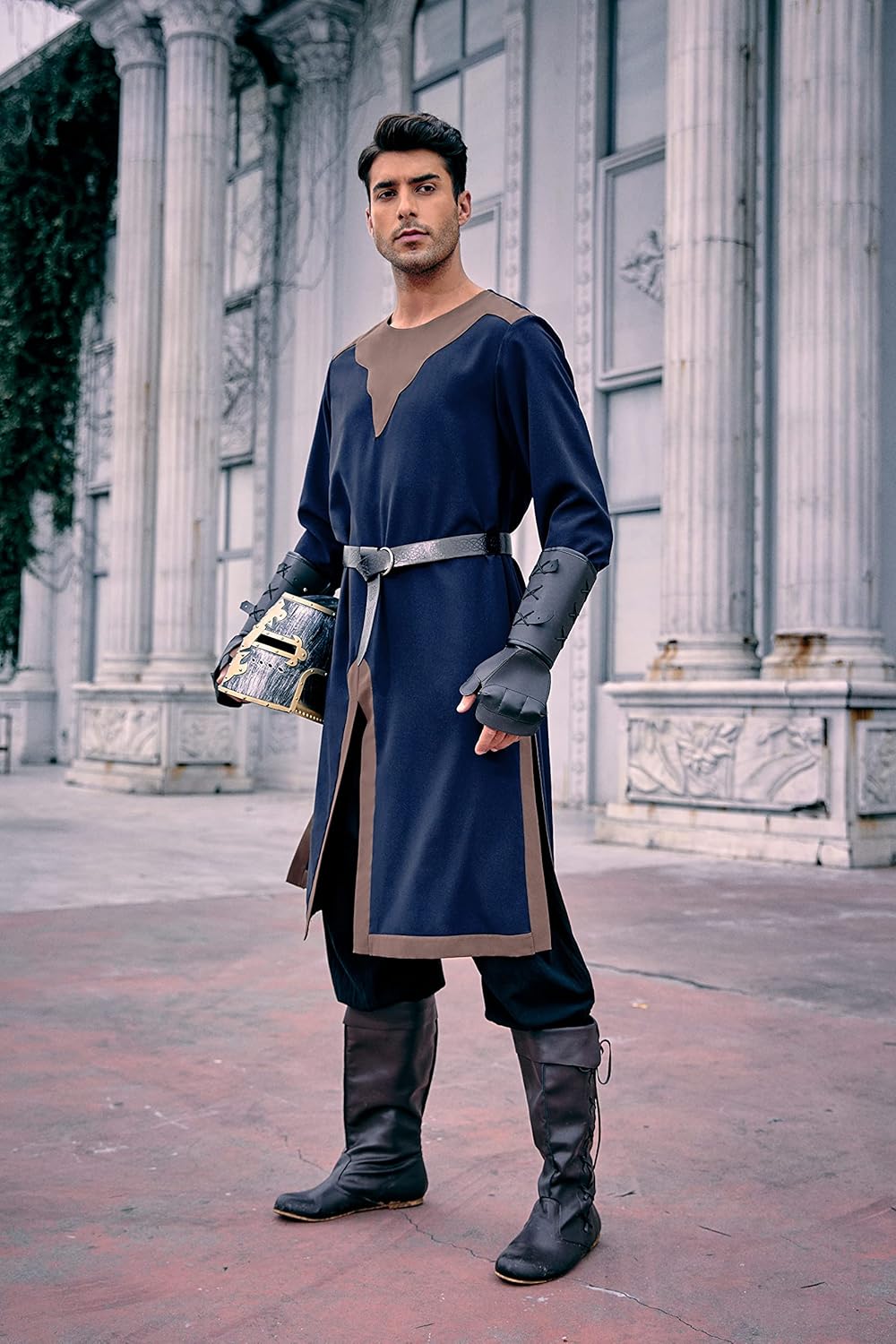 Bbalizko Mens Medieval Costume Renaissance Templar Tunic Viking Knight Pirate Vintage Warrior Halloween LARP Tops - Image 4