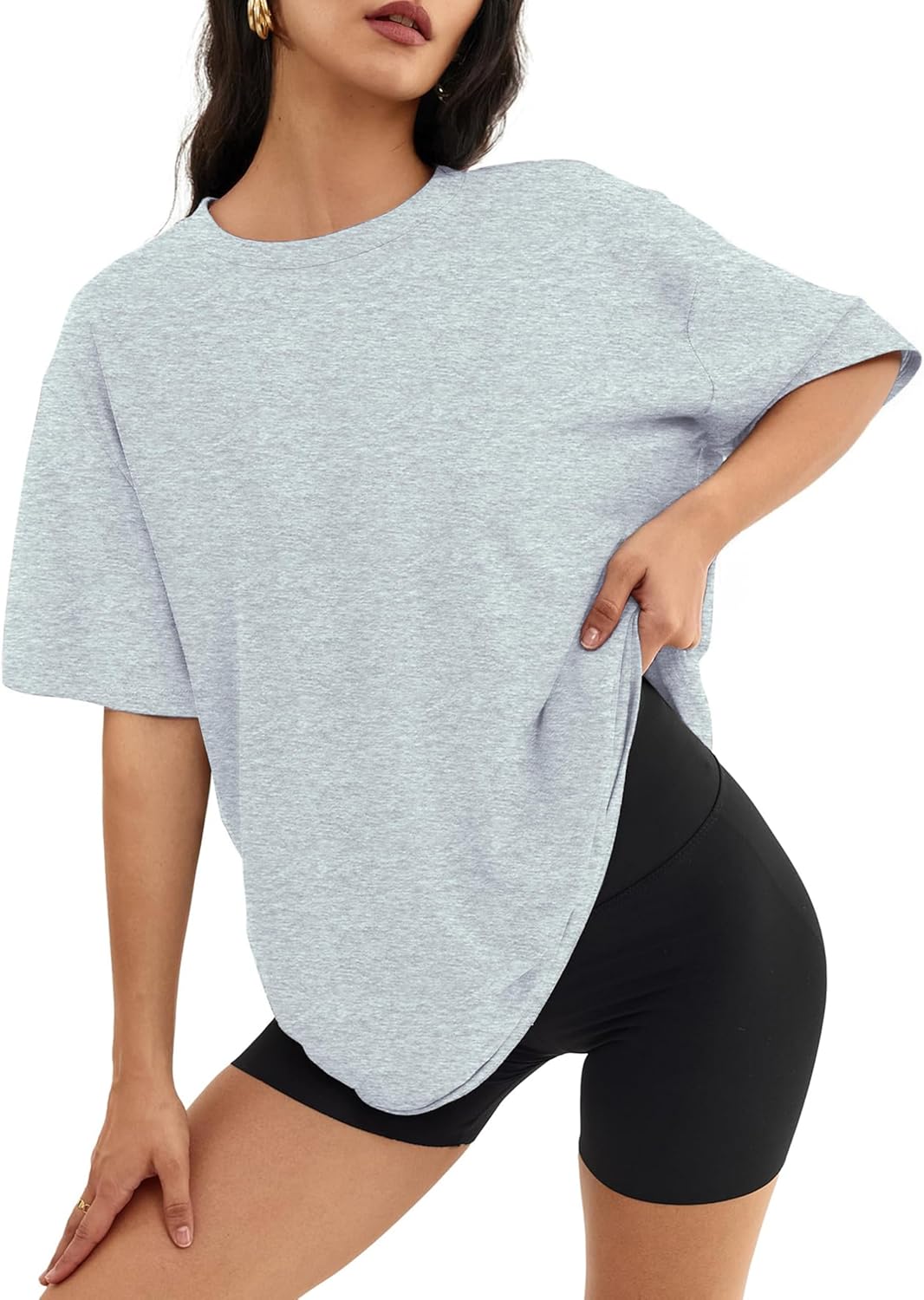 Women's Oversized T-Shirts Short Sleeve Crewneck Summer Tops Casual Loose Fit Workout Basic Tee Shirts - Image 2