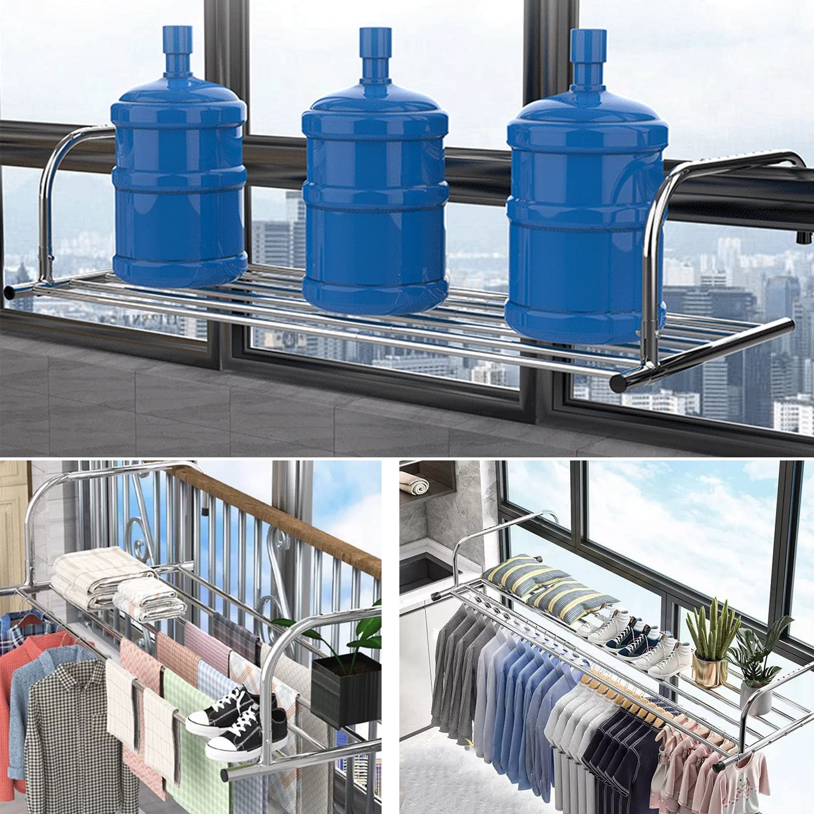 Wäscheständer Heizkörper Wäschetrockner Multifunktions Balkon Heizkörper Trockengestell Edelstahl Heizkörper Klappbarer Wäscheständer Faltbarer Wäschetrockenständer Ausziehbarer Wäschetrocknerständer,
