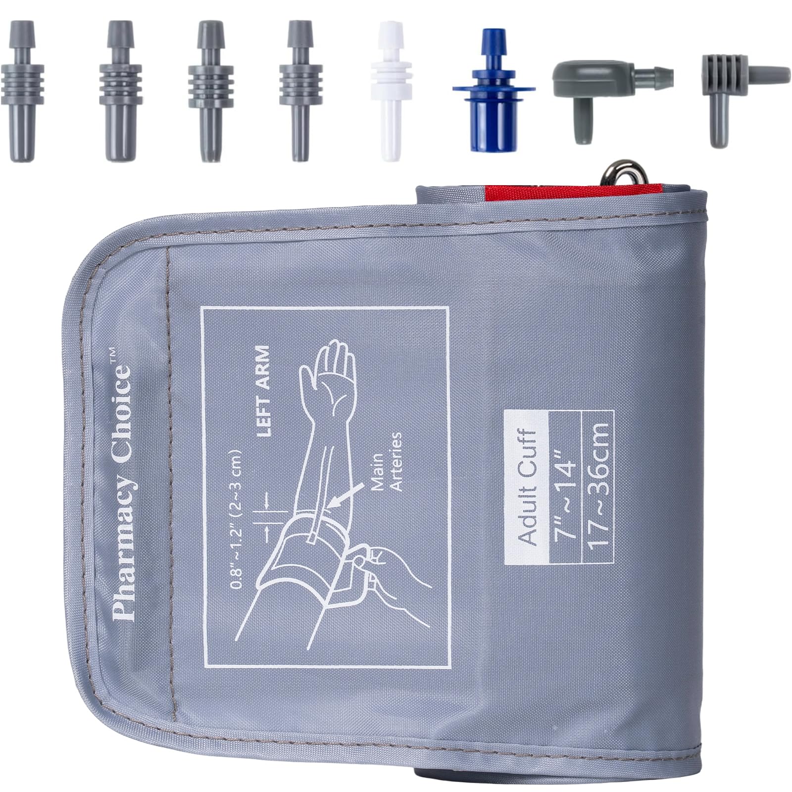 Medium Blood Pressure Cuff, Adult Cuff, Compatible with Most Monitors, ARM Blood Pressure Replacement Cuff with 8 Connectors 7"-14"（17-36cm ）