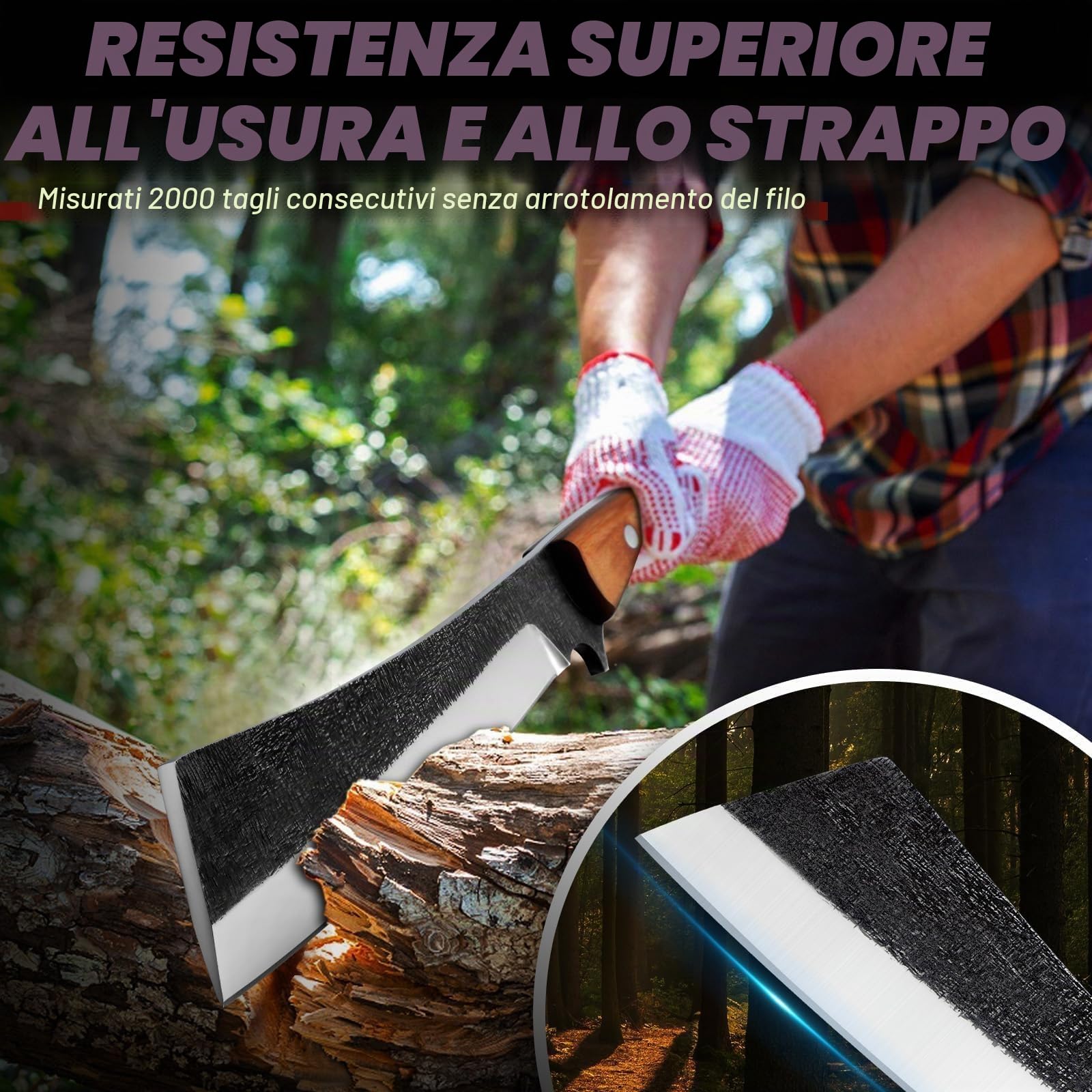 Freelander Coltello da Campeggio con Manico in Legno | Coltello Bushcraft Full Tang Coltello Sopravvivenza