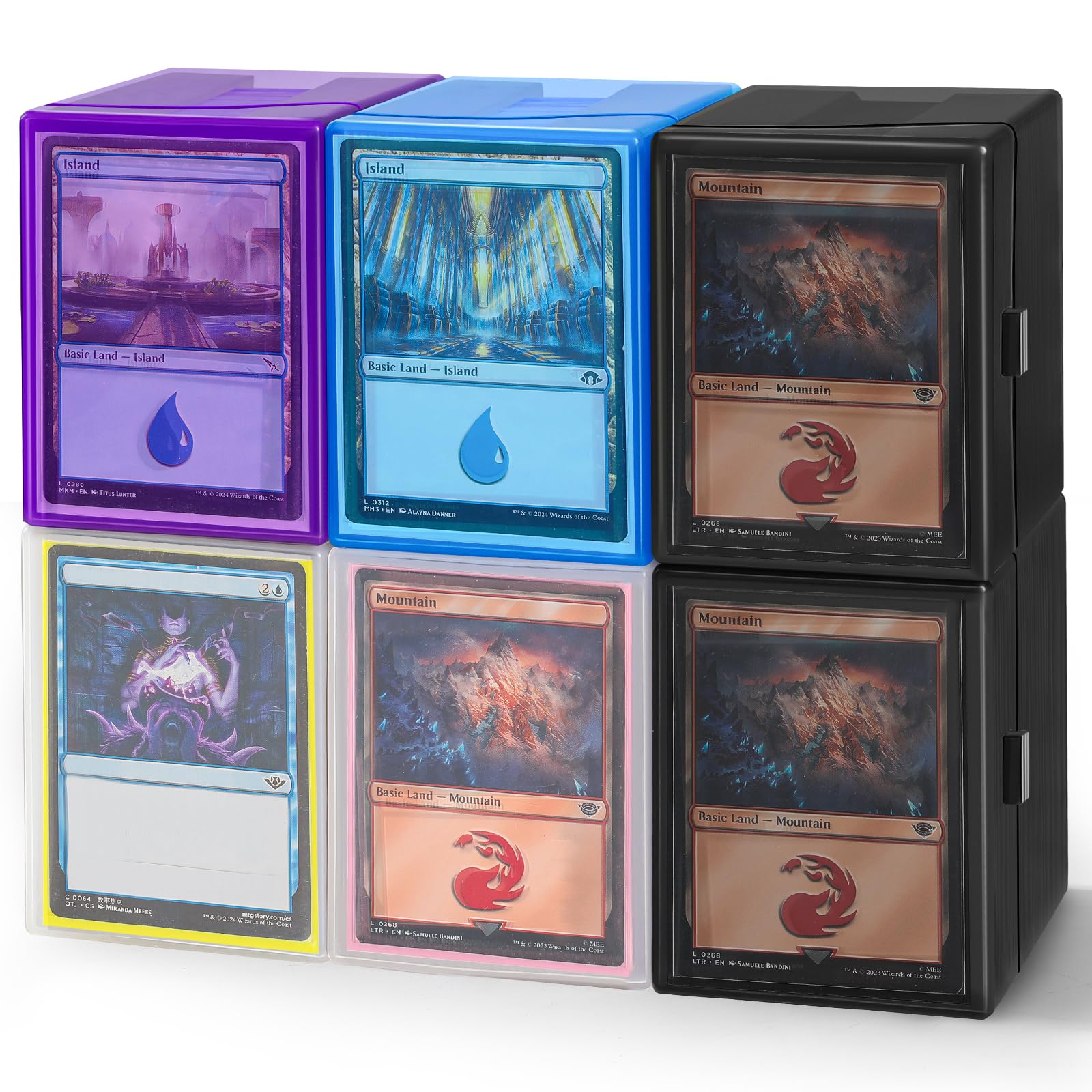 Risou 6 Pack Deck Boxes Compatible with MTG Commander, Trading Card Storage Case for TCG & MTG, Holds 100 Double-Sleeved Cards Each(Box Only)，Multicolored