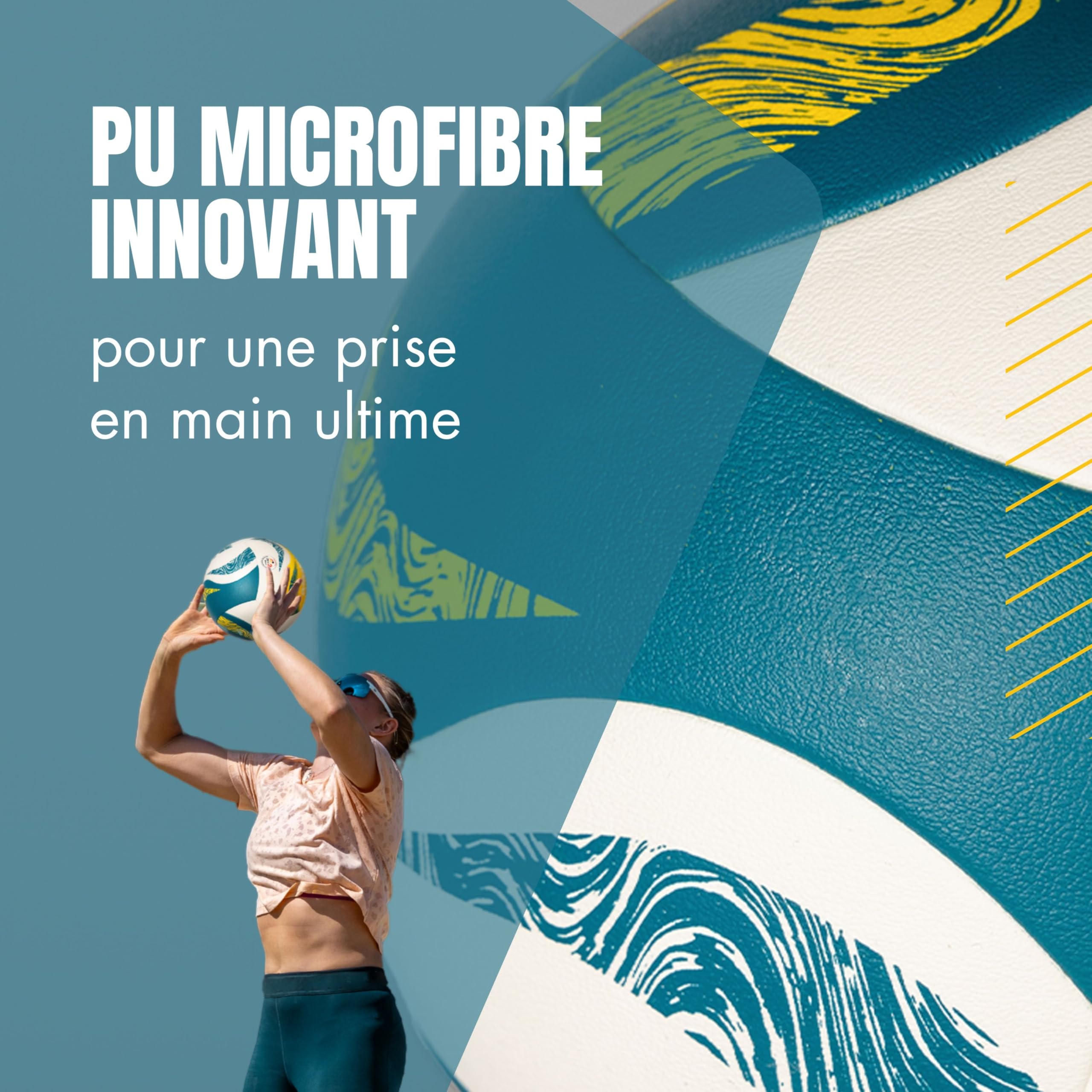 SunPro Ballon Beach-Volley, Taille 5, DVV | Ball de beach-volley officiel, Surface douce, certifié DVV, idéal pour plage, sable, sport extérieur et cadeau