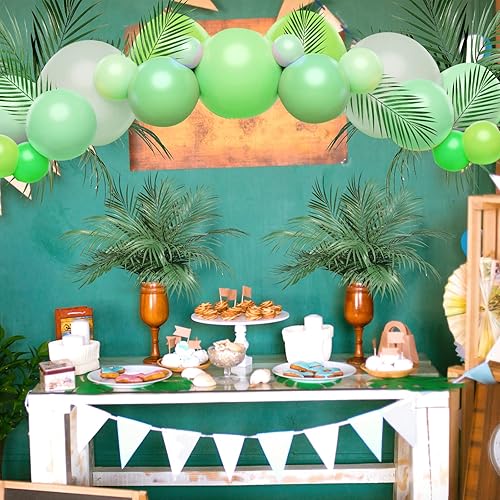 Miniatura 7 de 60 hojas de palma artificiales de 25 pulgadas flores de palmera tropicales artificiales grandes tallos de hojas para interiores y exteriores selva