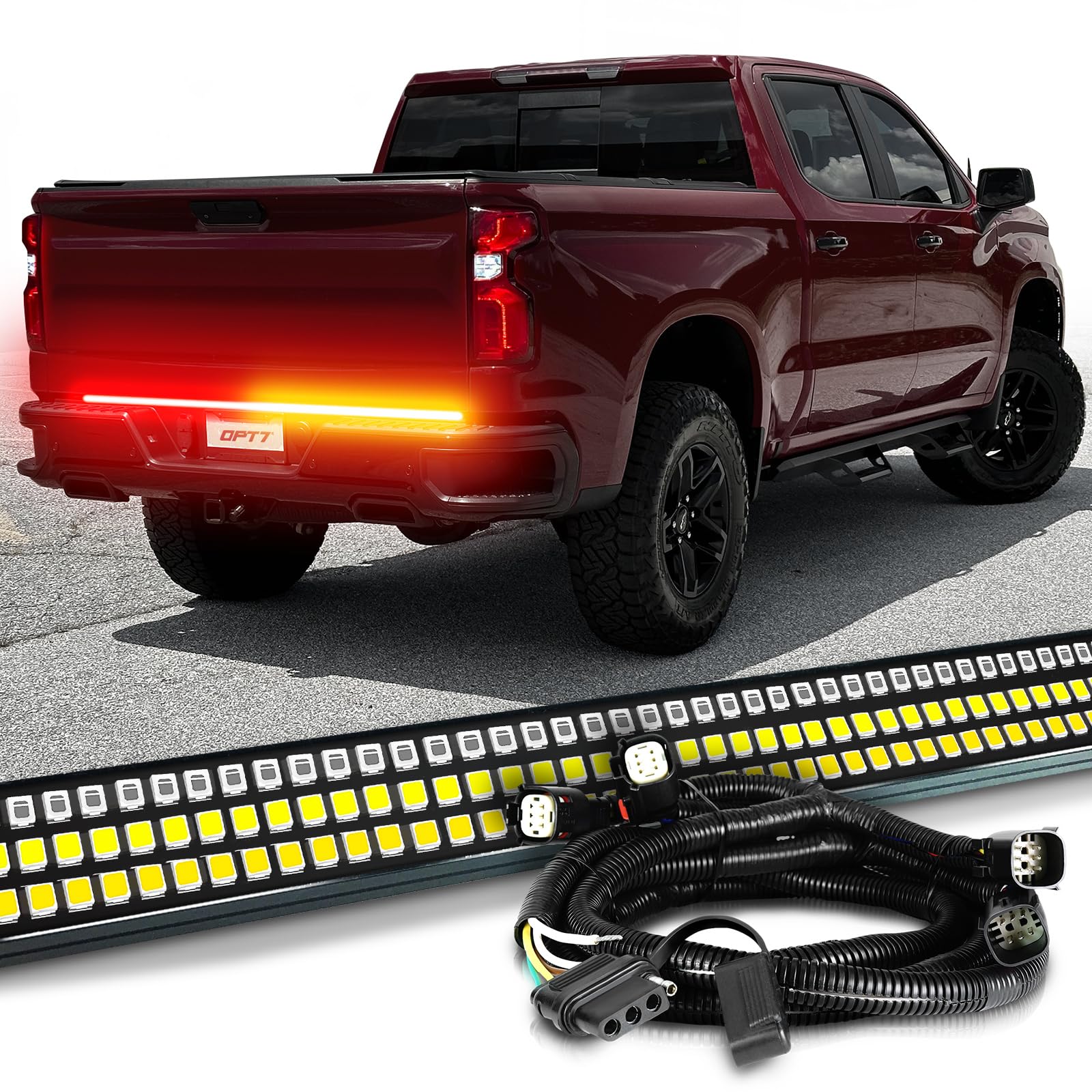 OPT7 Dynamic Taillight for Chevy Silverado GMC Sierra 1500 2019-2021 Redline 60 Aluminum Rigid 1-Piece Triple Row LED