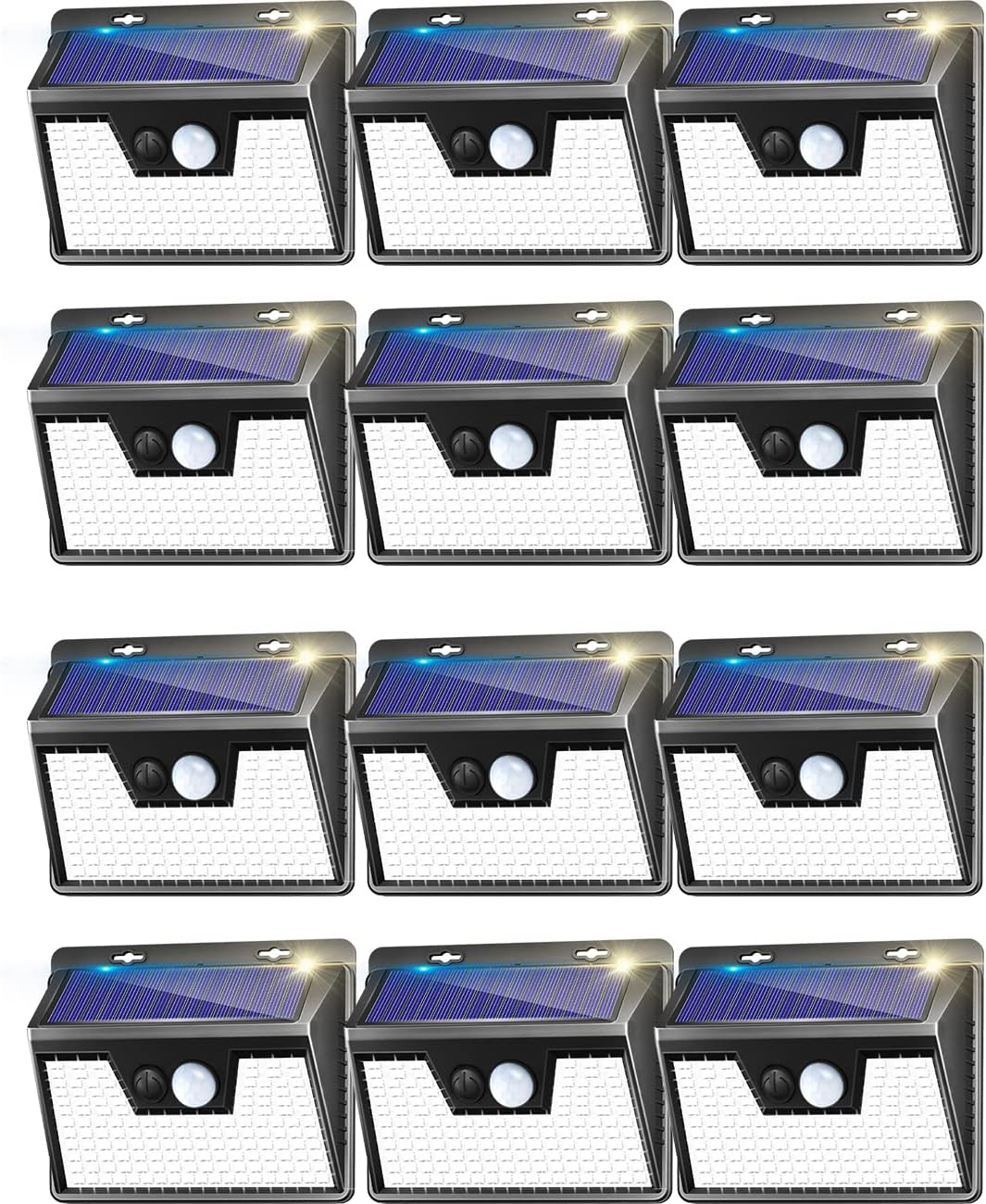Solar Lights Outdoor 12 Pack, 140LED/3 Modes Motion Sensor Outdoor Lights Solar Powered, Wireless IP65 Waterproof Solar Wall Lights Outdoor Lights, Bright for Backyard Garden Fence Patio Front Door