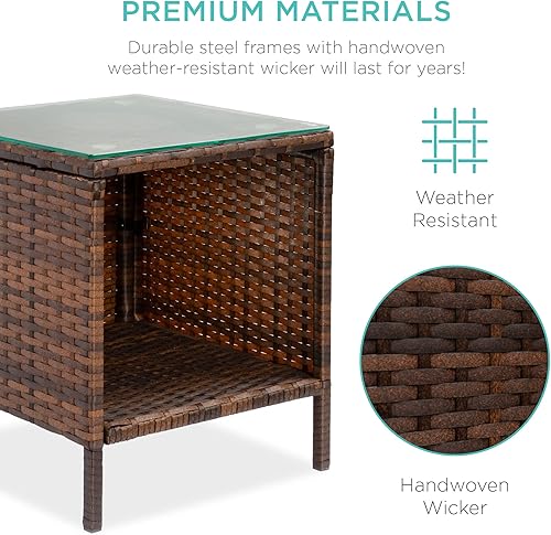 Miniatura 137 de Best Choice Products Juego de 3 piezas de mimbre para conversación al aire libre, muebles de patio que ahorran espacio para jardín con mesa