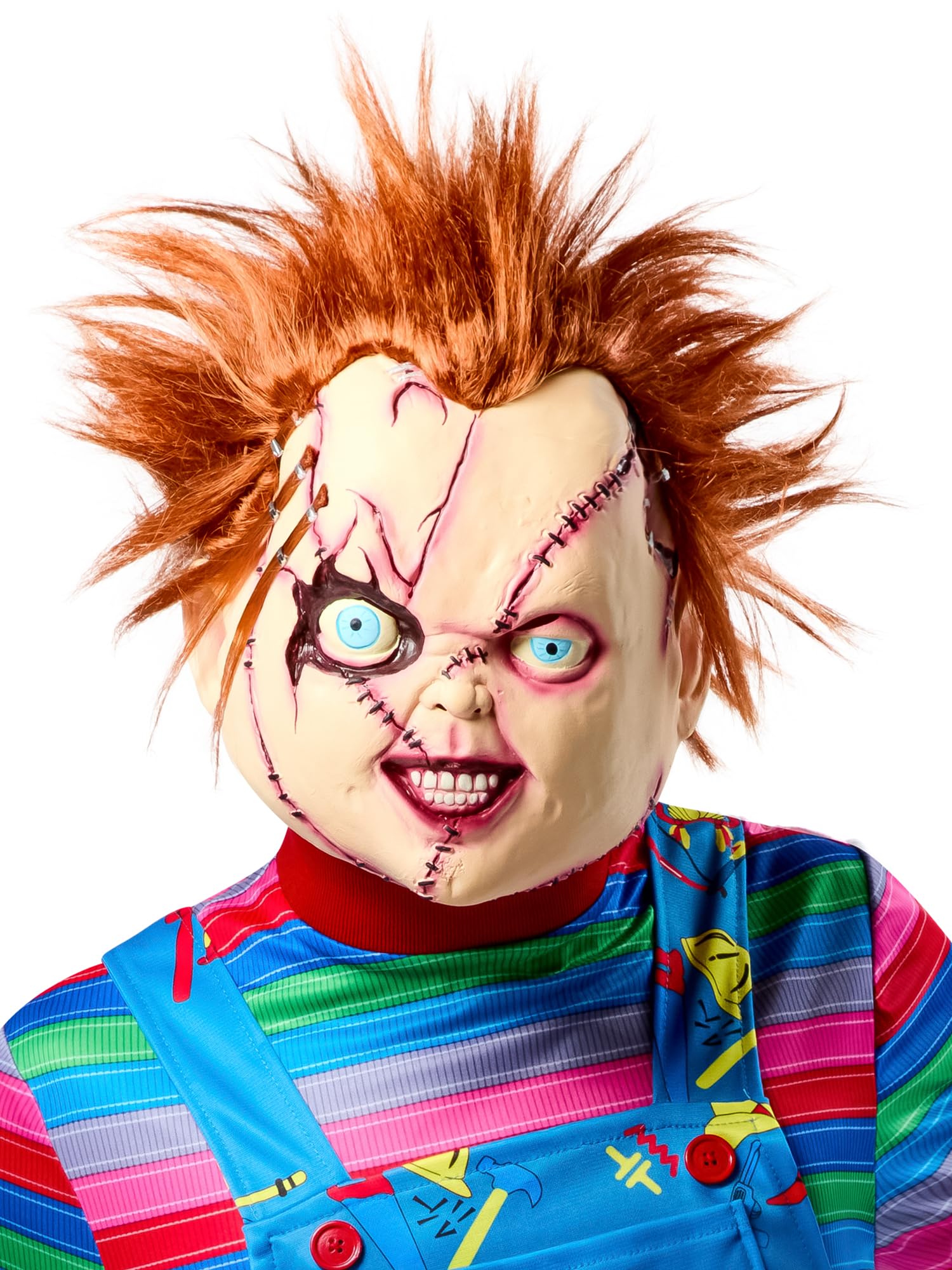 Rubies Máscara de disfraz de vinilo 3/4 cosida de Chucky para adultos, talla única, Como se muestra, talla única